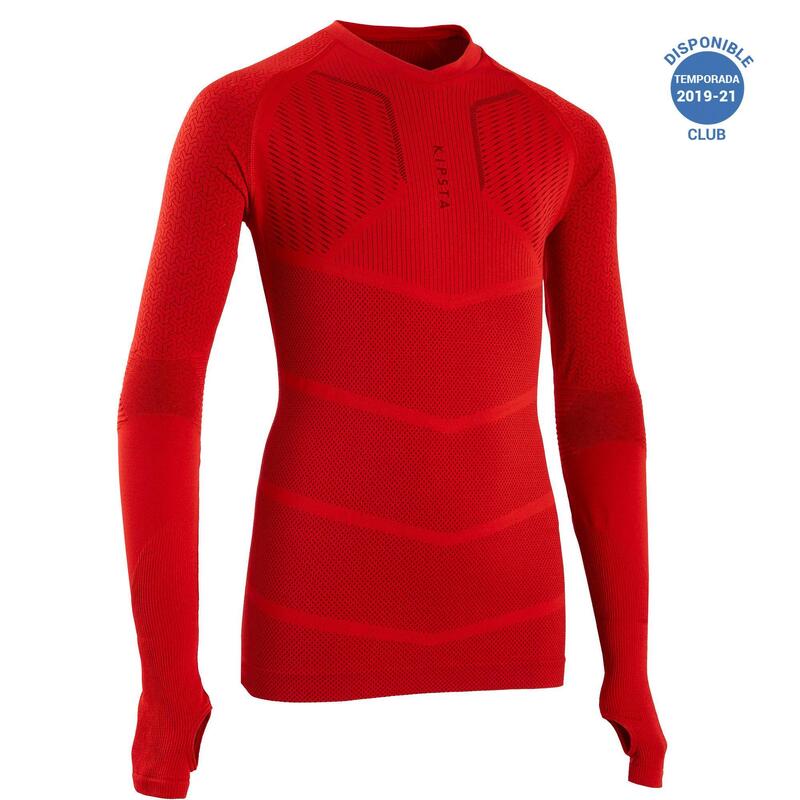 Camiseta térmica de fútbol Niños Kipsta Keepdry 500 rojo