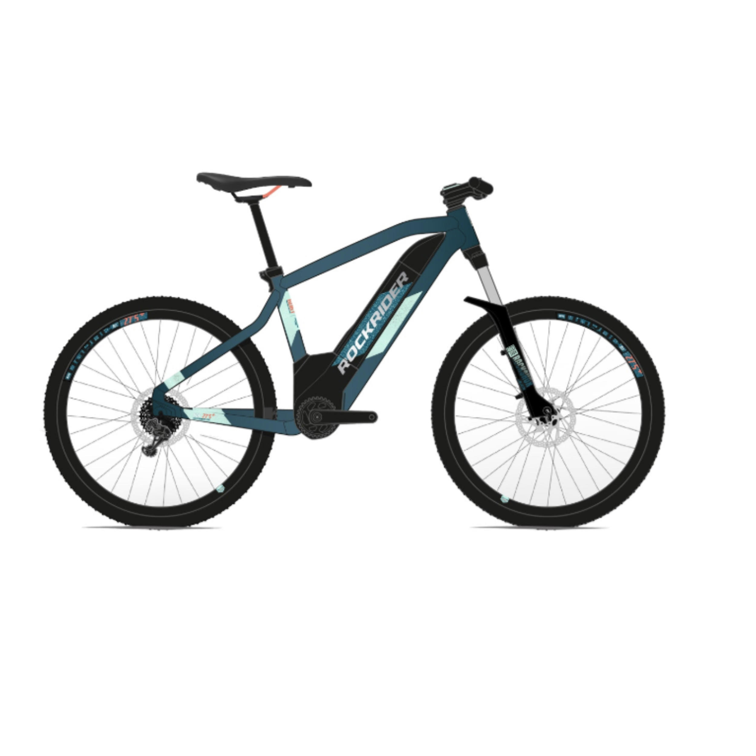 ROCKRIDER Women's 27.5" + Electric Semi-Rigid E-ST 900 MTB Bike - Turquoise