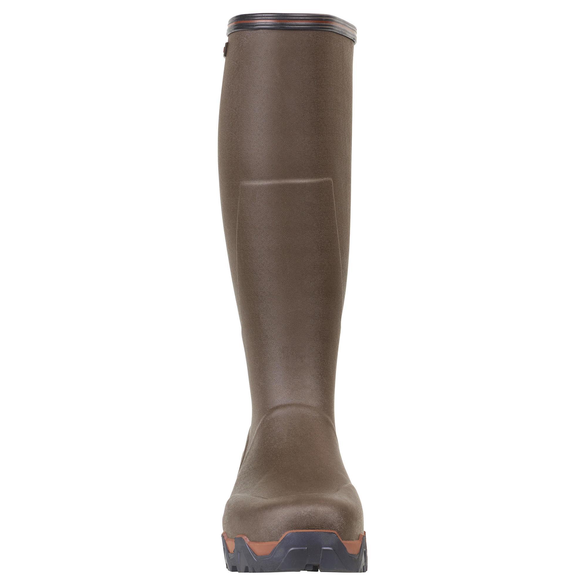 Warme jachtlaarzen met rits voor heren 540 rubber en neopreen bruin