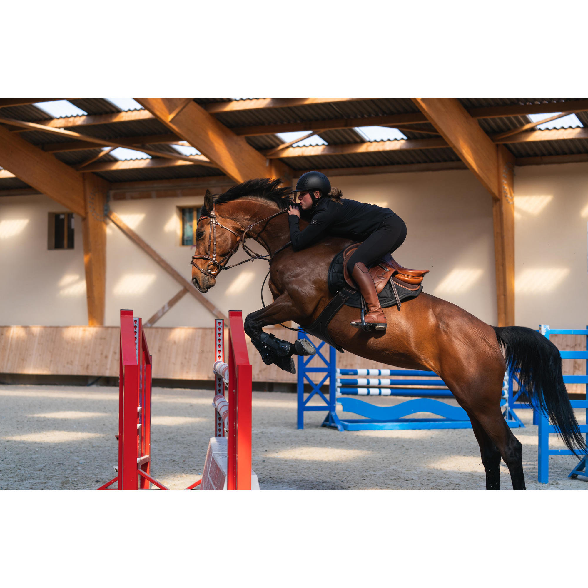 Pantalon equitation femme 560 JUMP basanes silicone noir FOUGANZA Decathlon