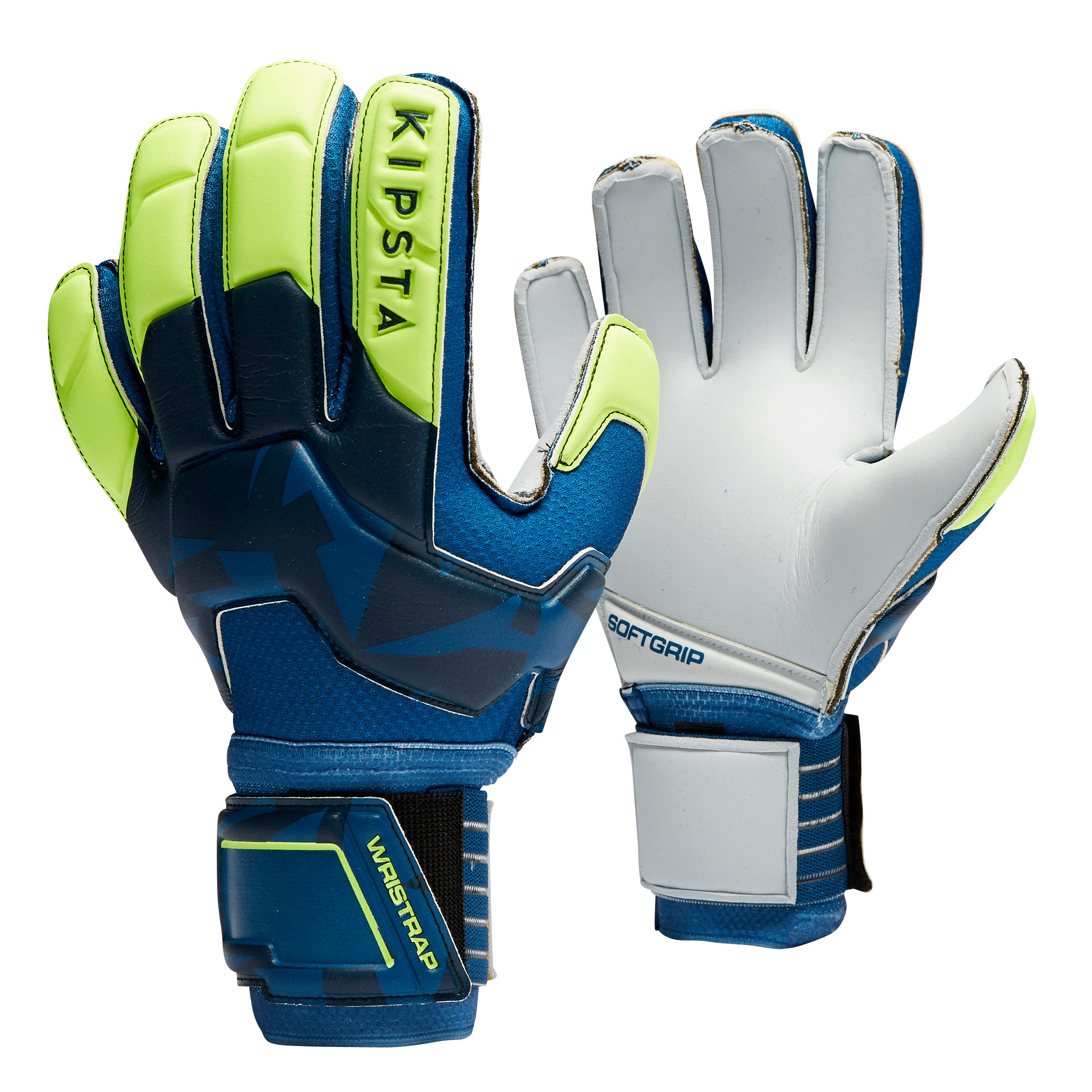 Adult Football Goalkeeper Gloves F500 Blue Yellow