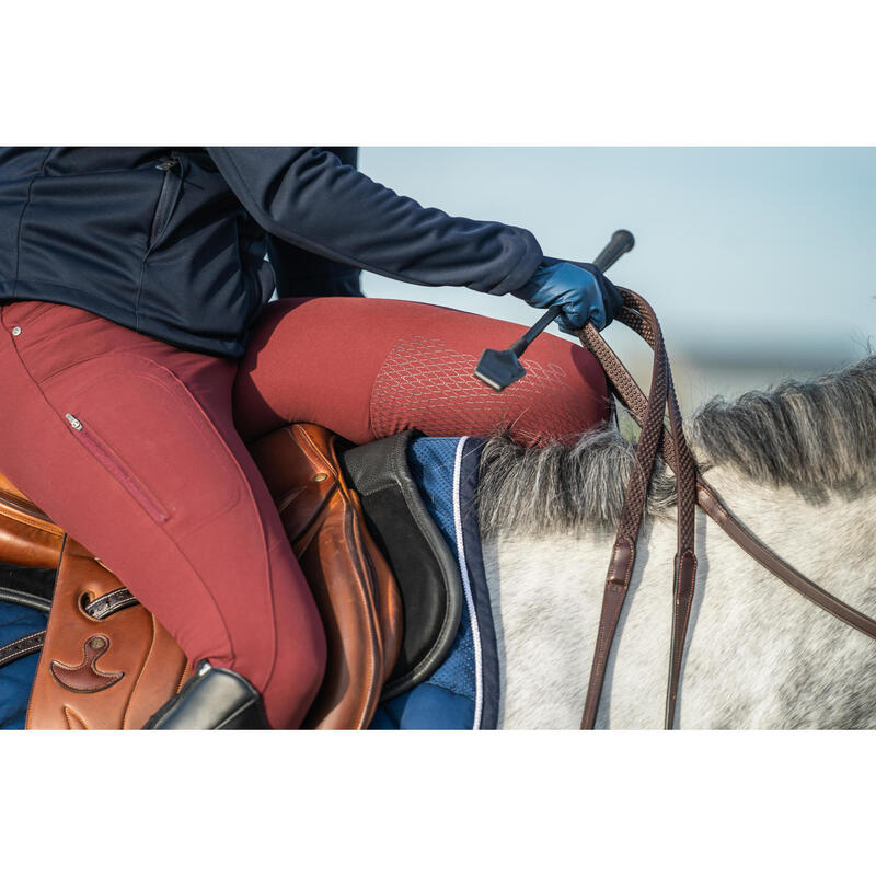 Pantalon équitation femme 560 JUMP basanes silicone bordeaux
