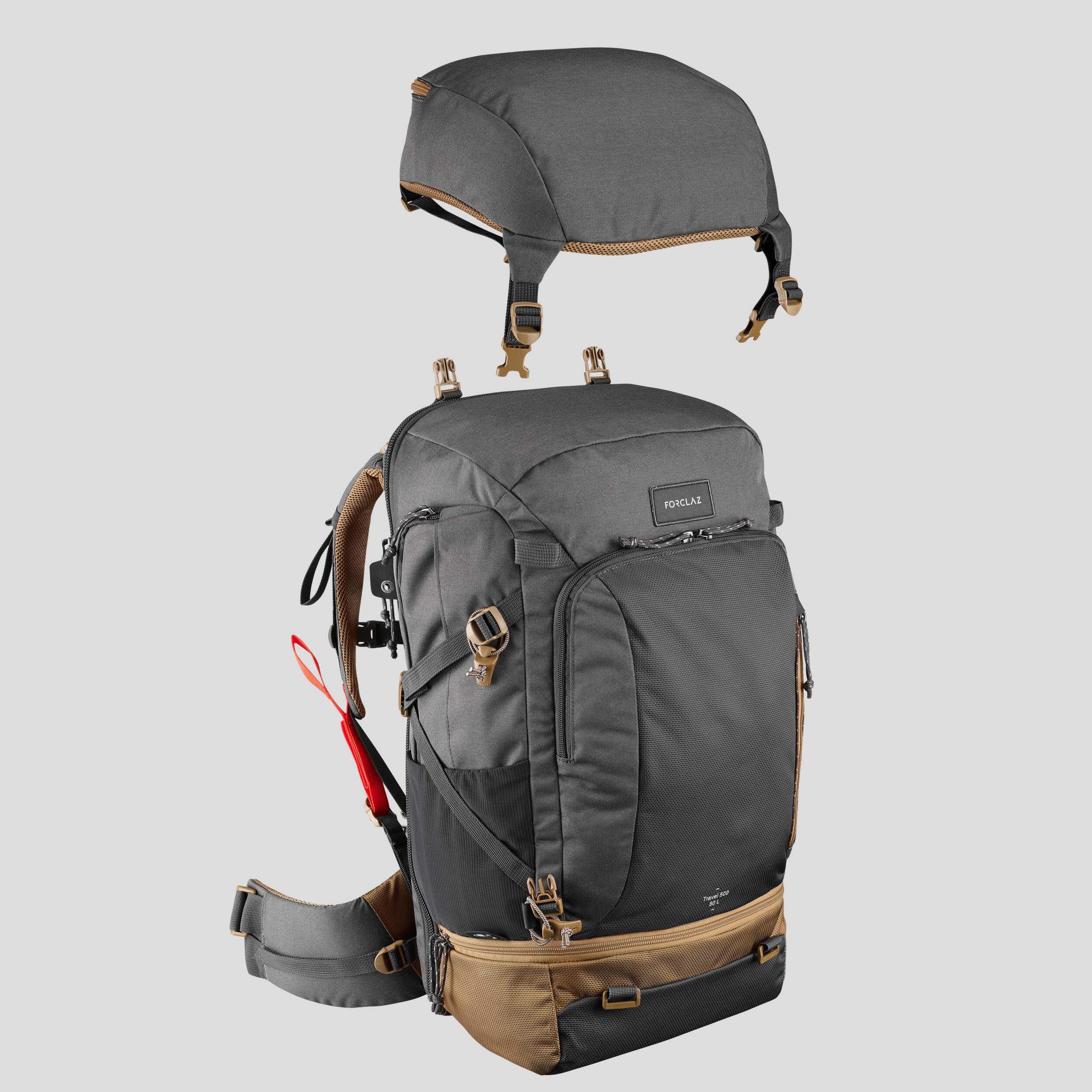 Travel Backpack 50 Liters TRAVEL 500 Grey -  5