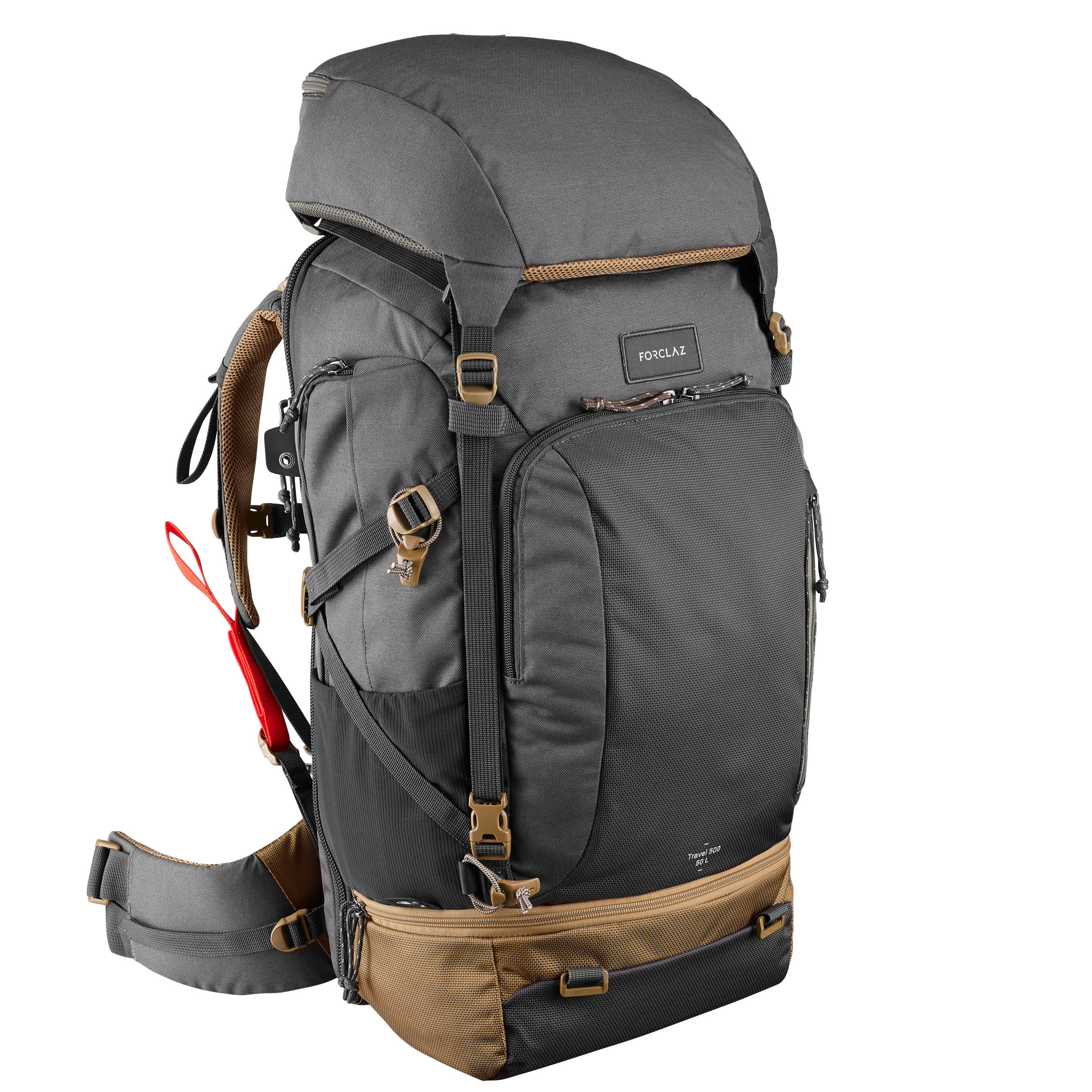 Travel Backpack 50 Liters TRAVEL 500 Grey