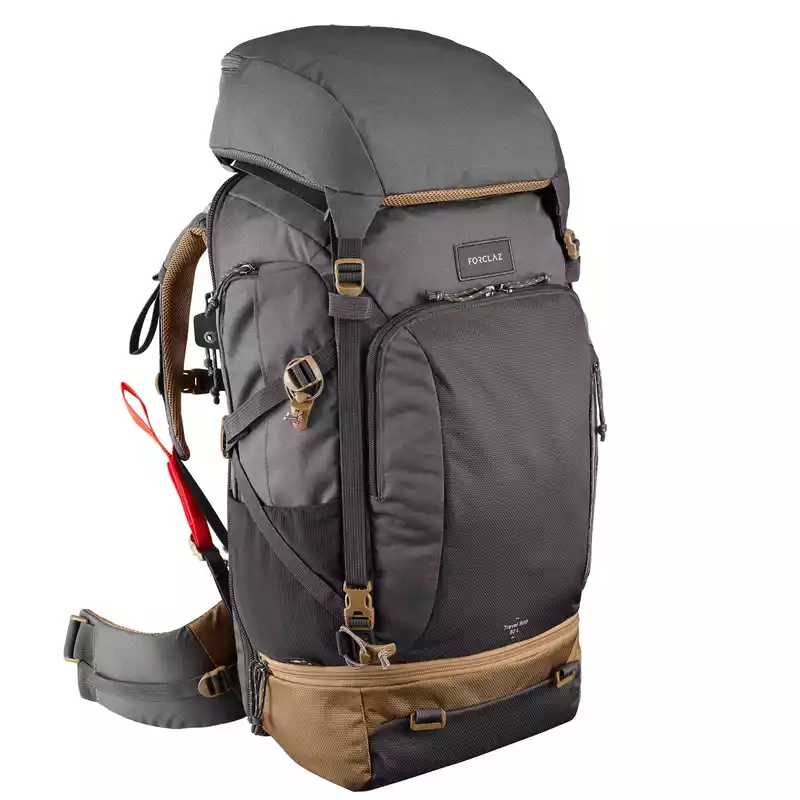 Travel 500 Men's Trekking 50 Litre Lockable Backpack - Grey
