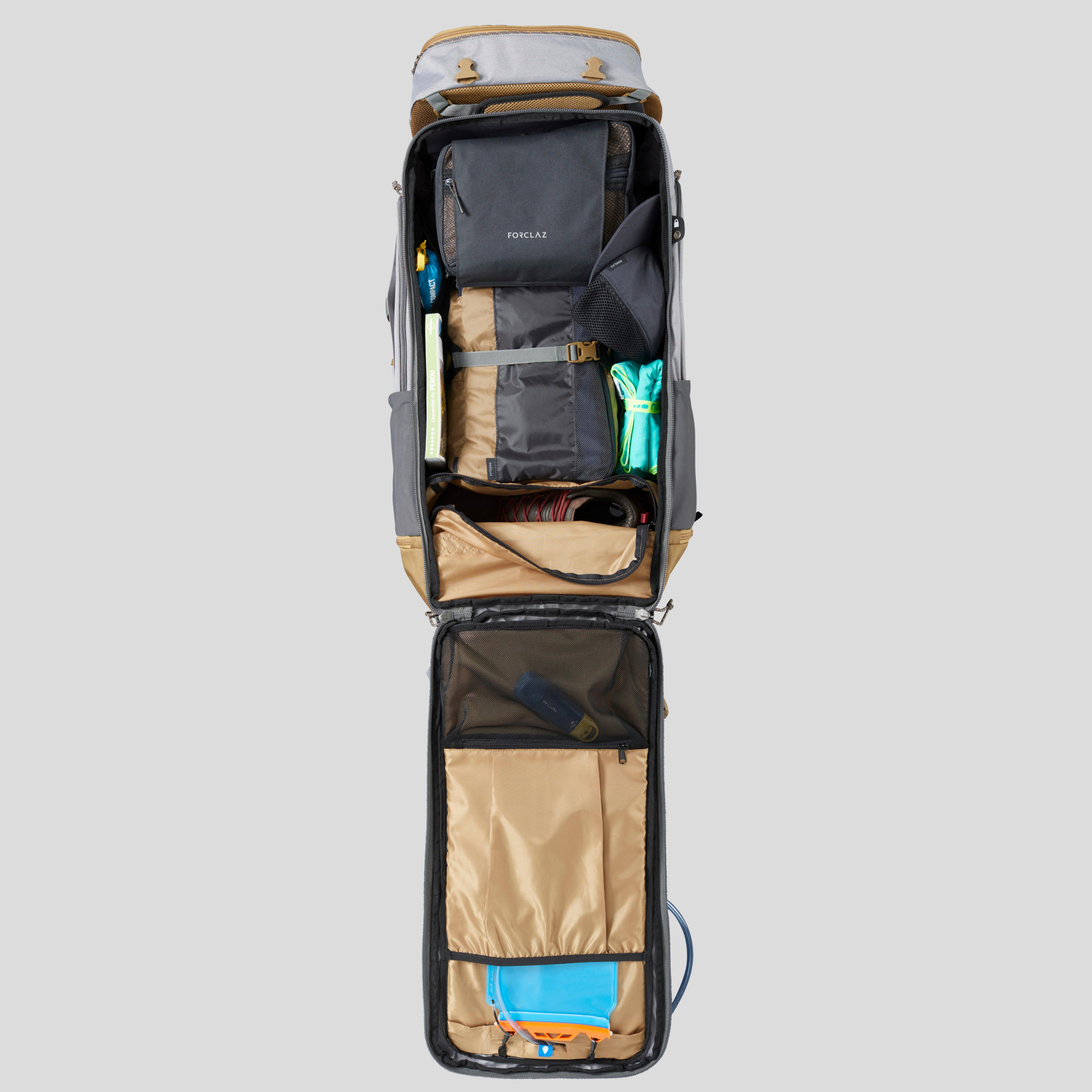 Maleta de trekking de viaje, Forclaz, 70 Litros, para mujer - Gris -  Decathlon