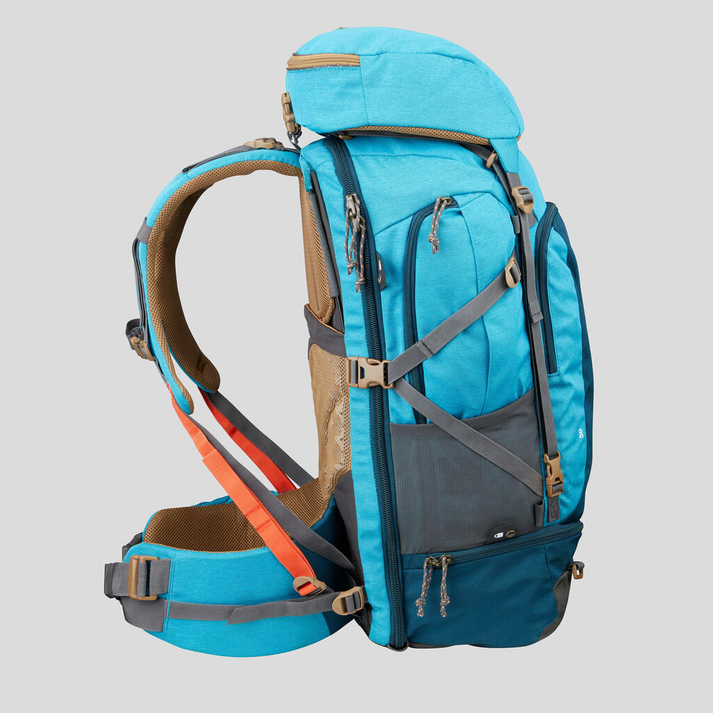 Reiserucksack Damen Backpacking - Travel 500 Easyfit 50 L blau
