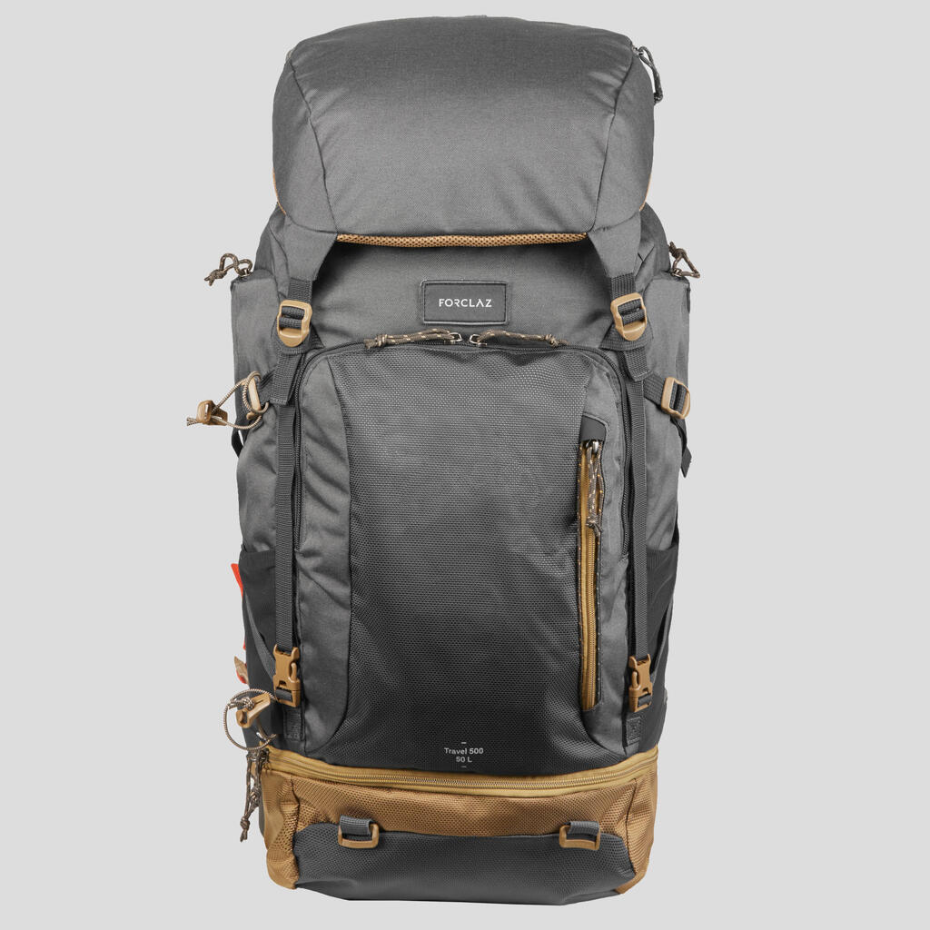 Reiserucksack Herren Backpacking - Travel 500 - 50 L Easyfit grau