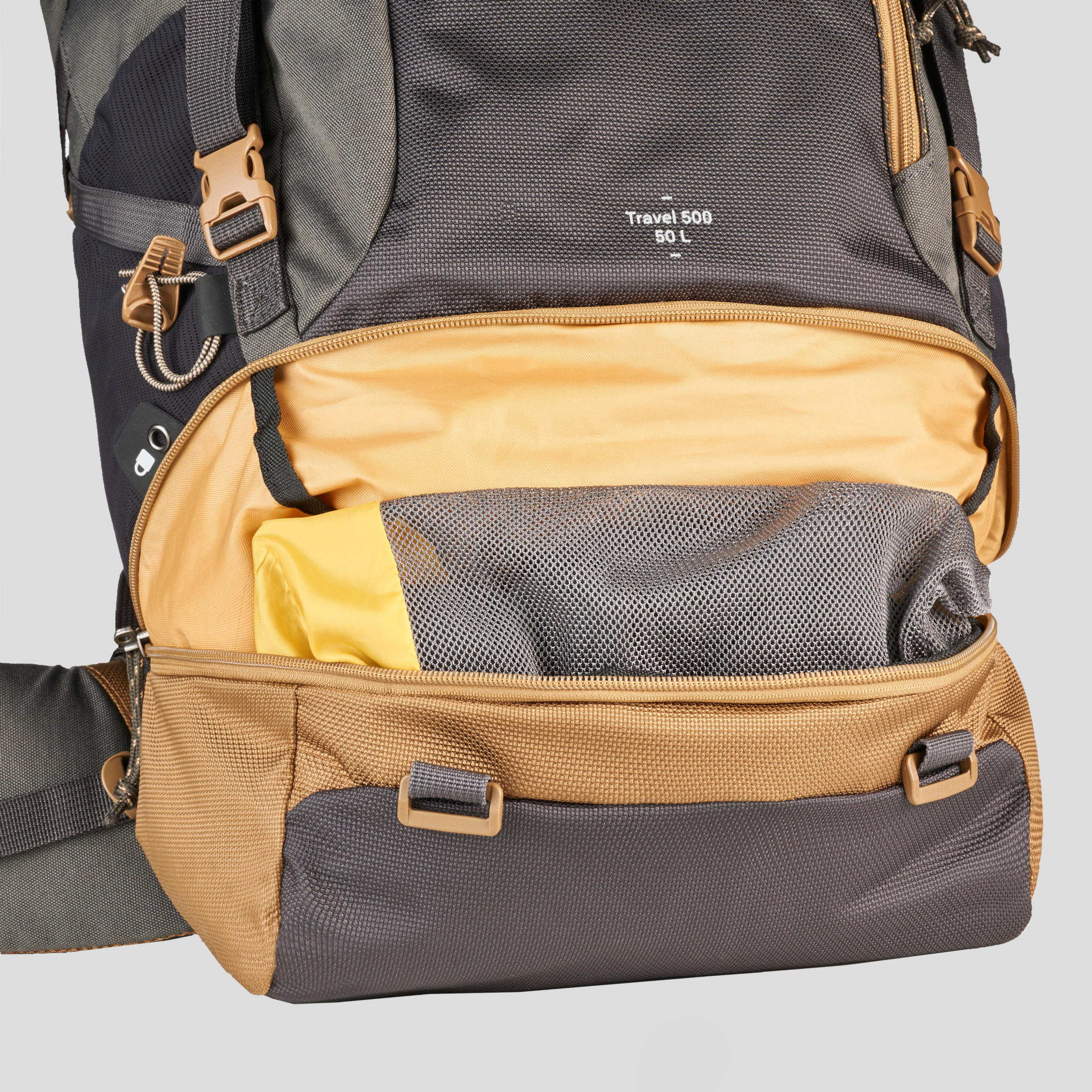 grey and yellow backpack