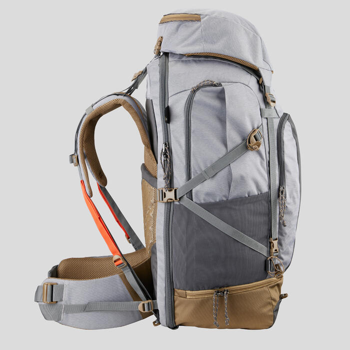 Backpacking Rucksack Travel 500 70 Liter abschließbar Damen grau Forclaz DECATHLON