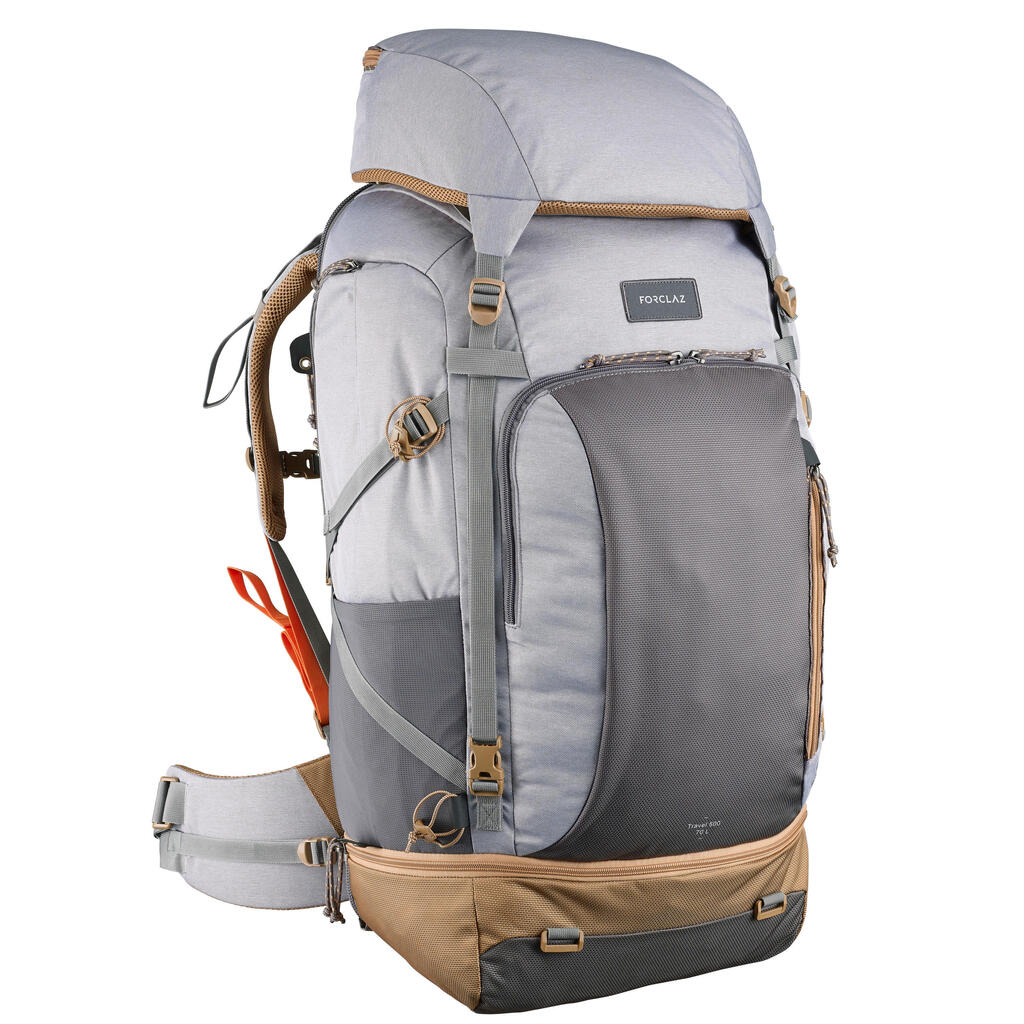 Sieviešu 70 litru trekinga mugursoma “travel 500”, pelēka