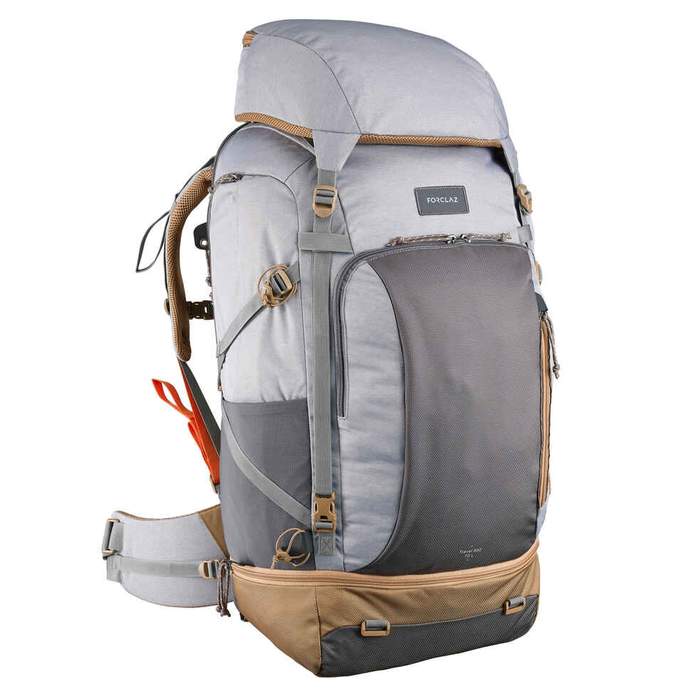 BackpackingRucksack Travel 500 70 Liter Damen grau Forclaz DECATHLON