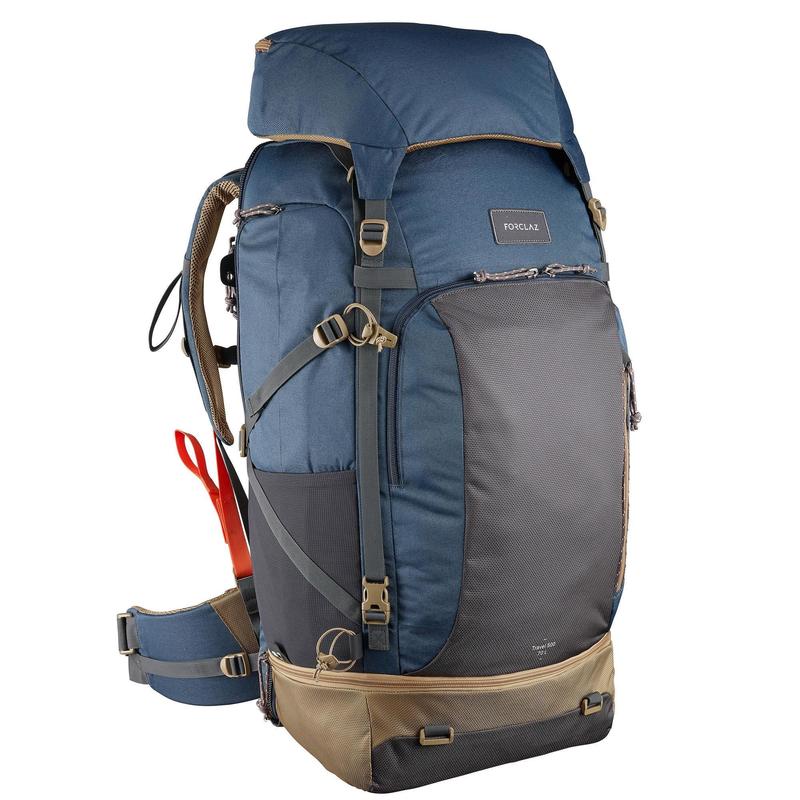 Férfi hátizsák utazáshoz Travel 500, 70 literes, kék
