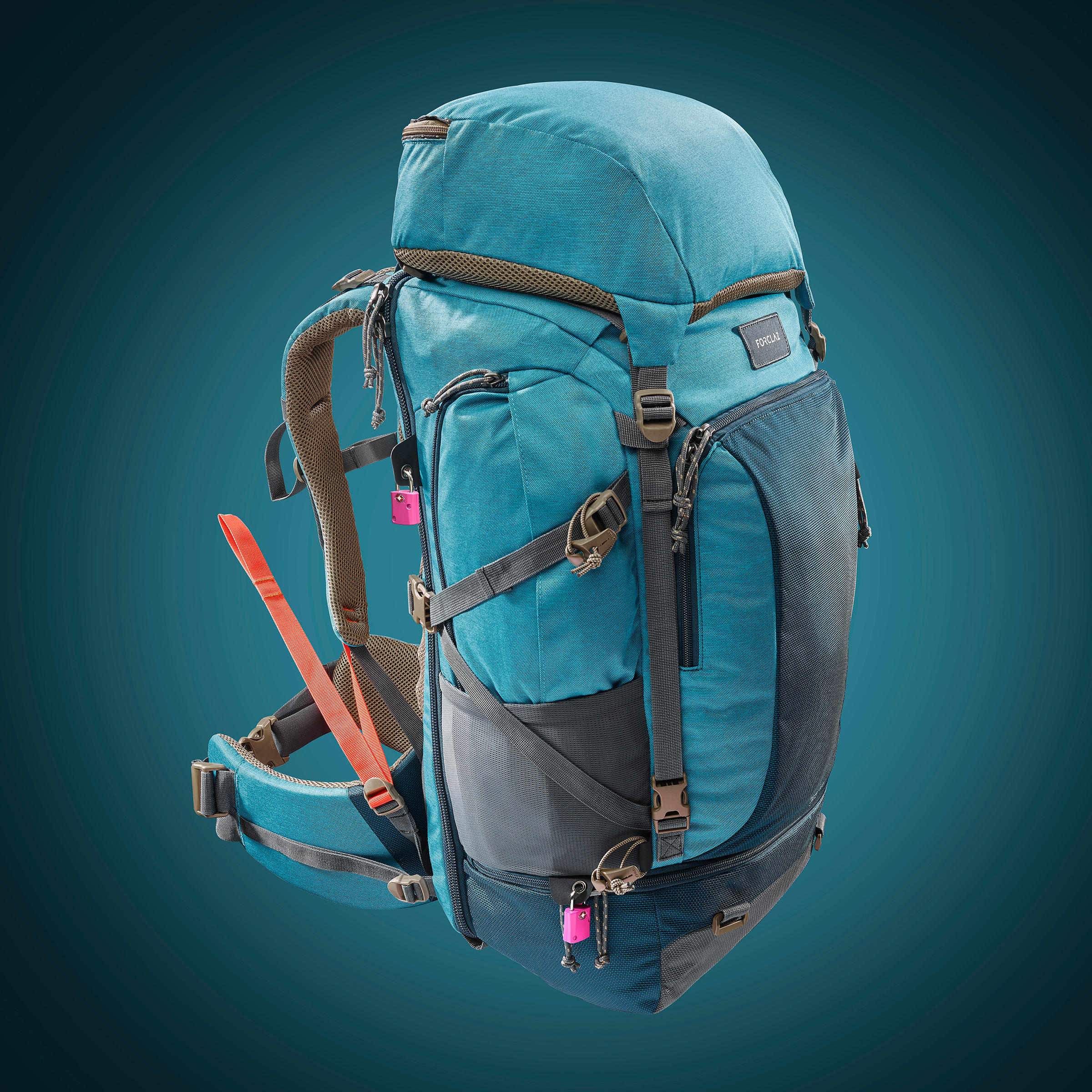 Maleta de trekking de viaje, Forclaz, 50 Litros - Turquesa para mujer -  Decathlon