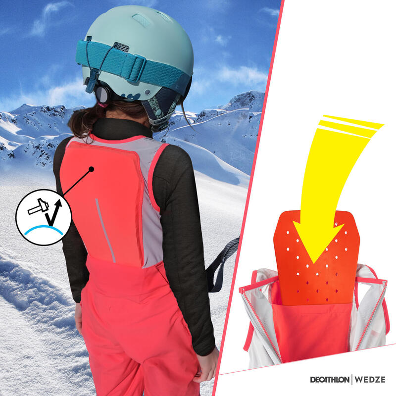 滑雪吊帶褲Freeride 900含內建式護背Bib Protect - 粉紅色