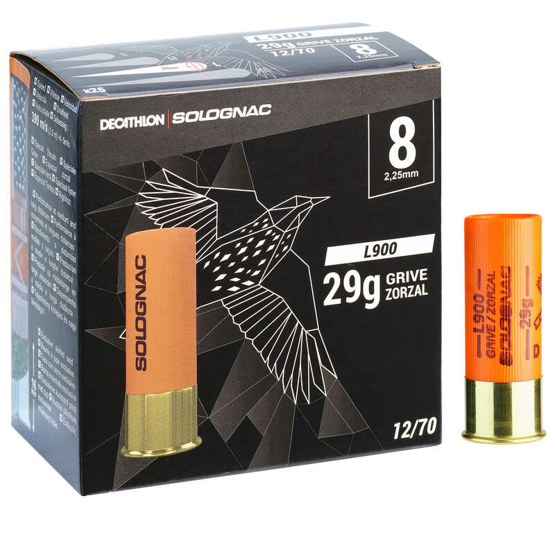 Cartucho L900 29g Especial Tordos Calibre 12 70 Chumbo N 8 X25 Solognac