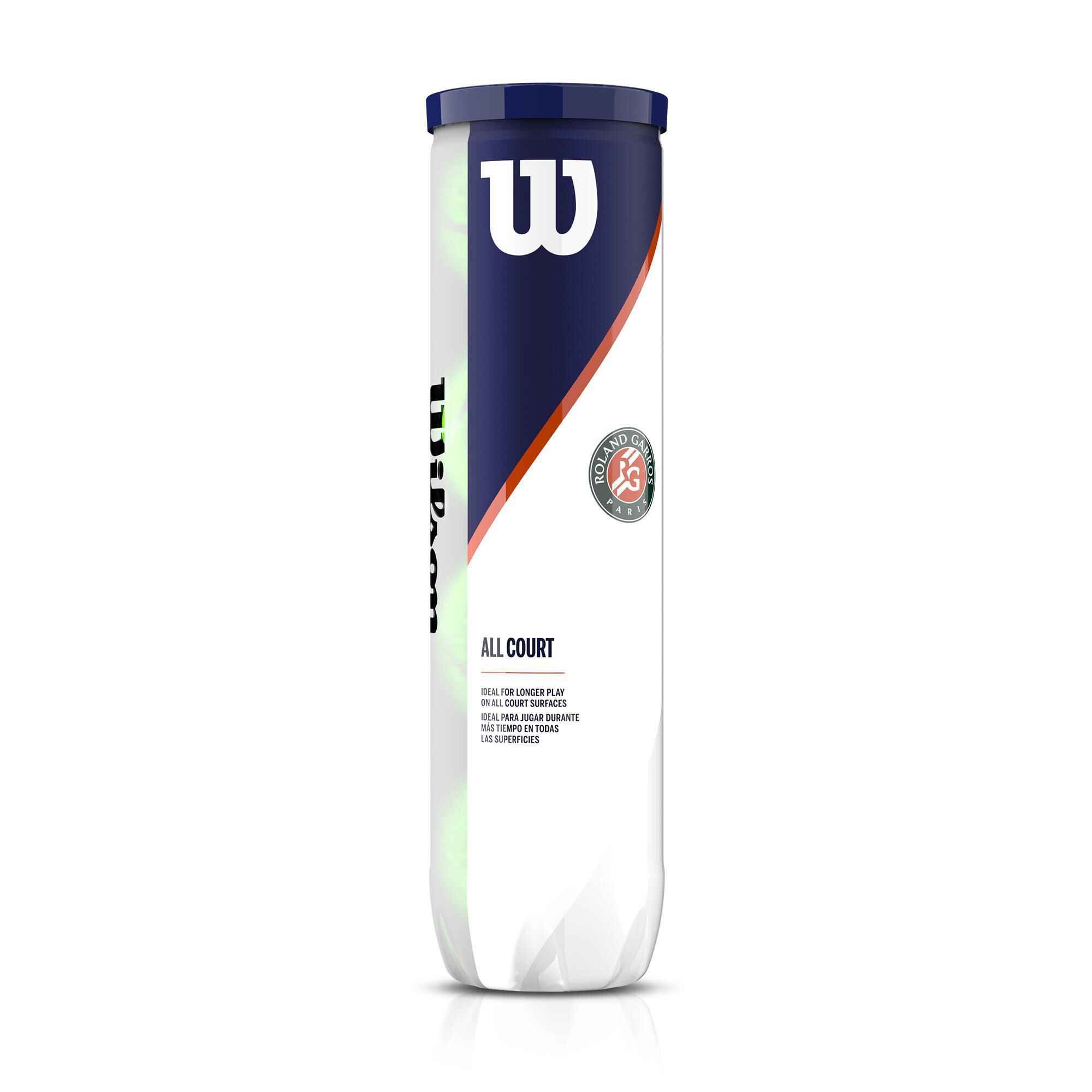 Wilson Roland Garros Official Tennis Balls - Yellow, 3-Ball Can For Clay Courts