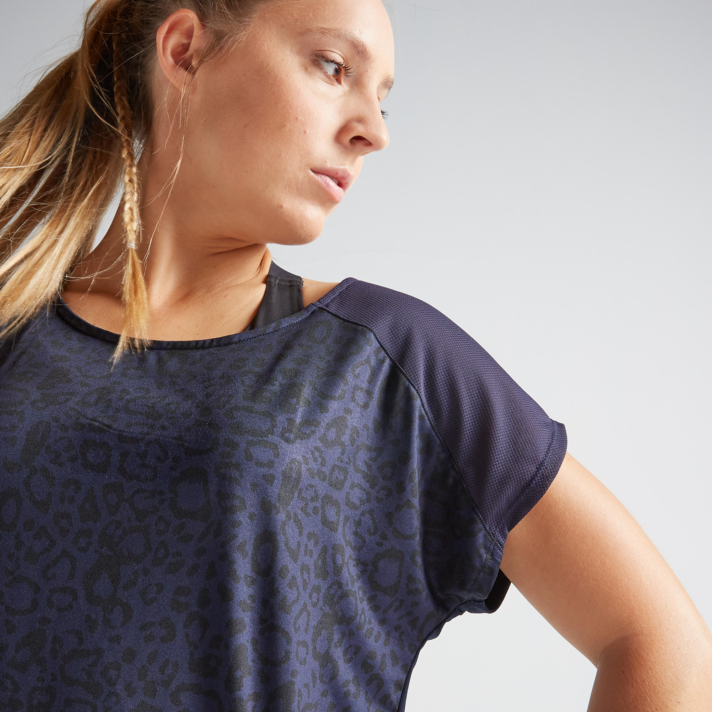 Women's Fitness Cardio Training T-Shirt 120 - Navy Blue Print 3/6