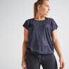 Women Sports Gym T-shirt  Loose Fit  - Navy Blue Print
