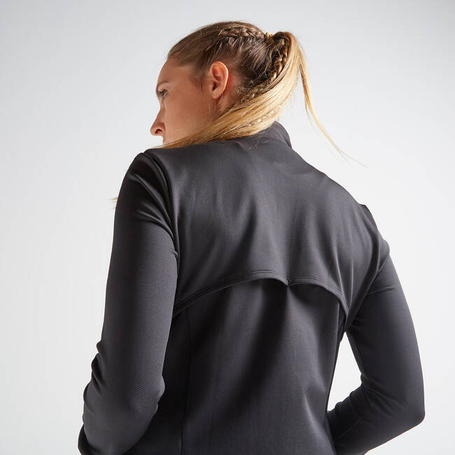 Buy WoMen'straight-Cut Full Zip Gym Jacket - Black Online