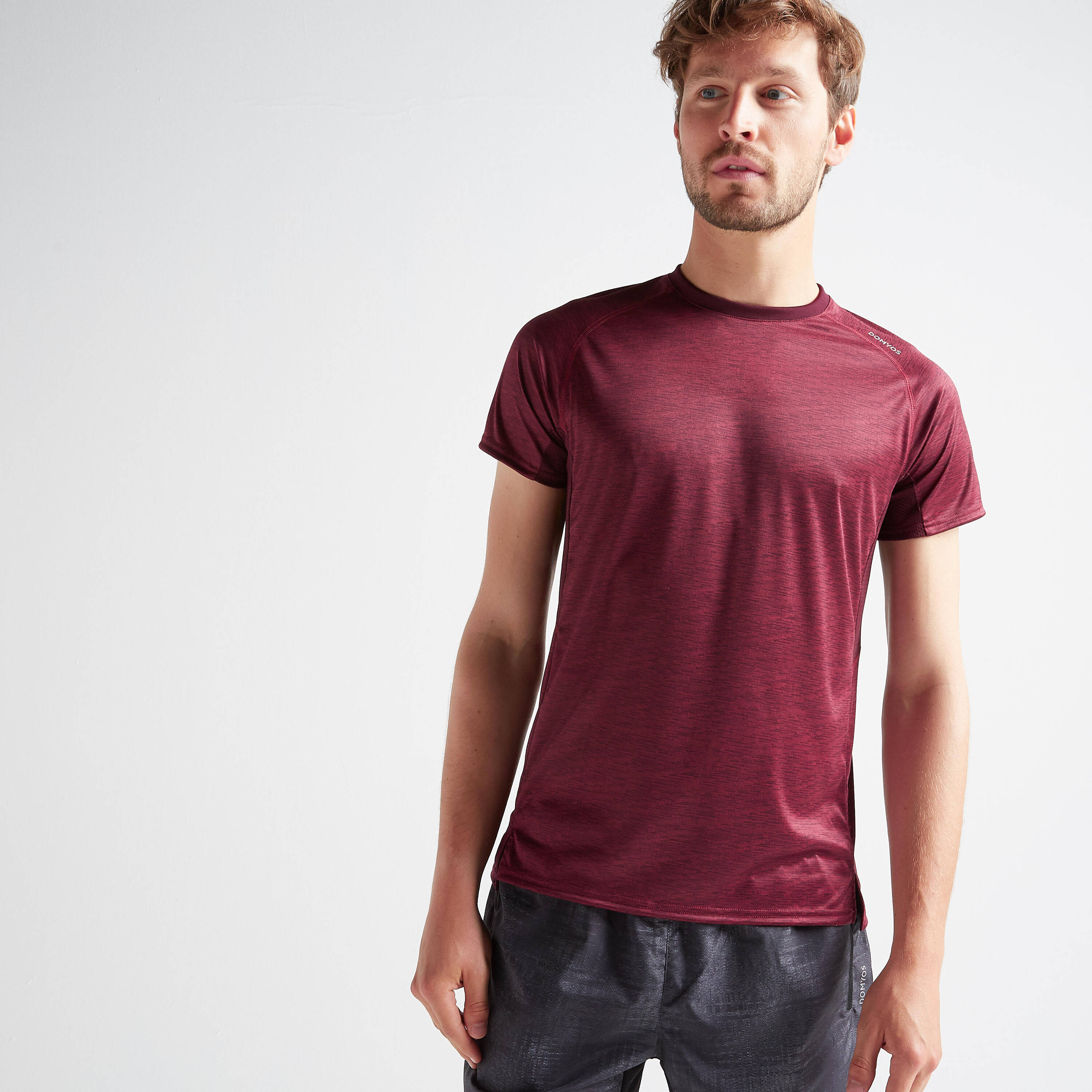 Men Recycled Polyester Gym T-Shirt - Burgundy -  1