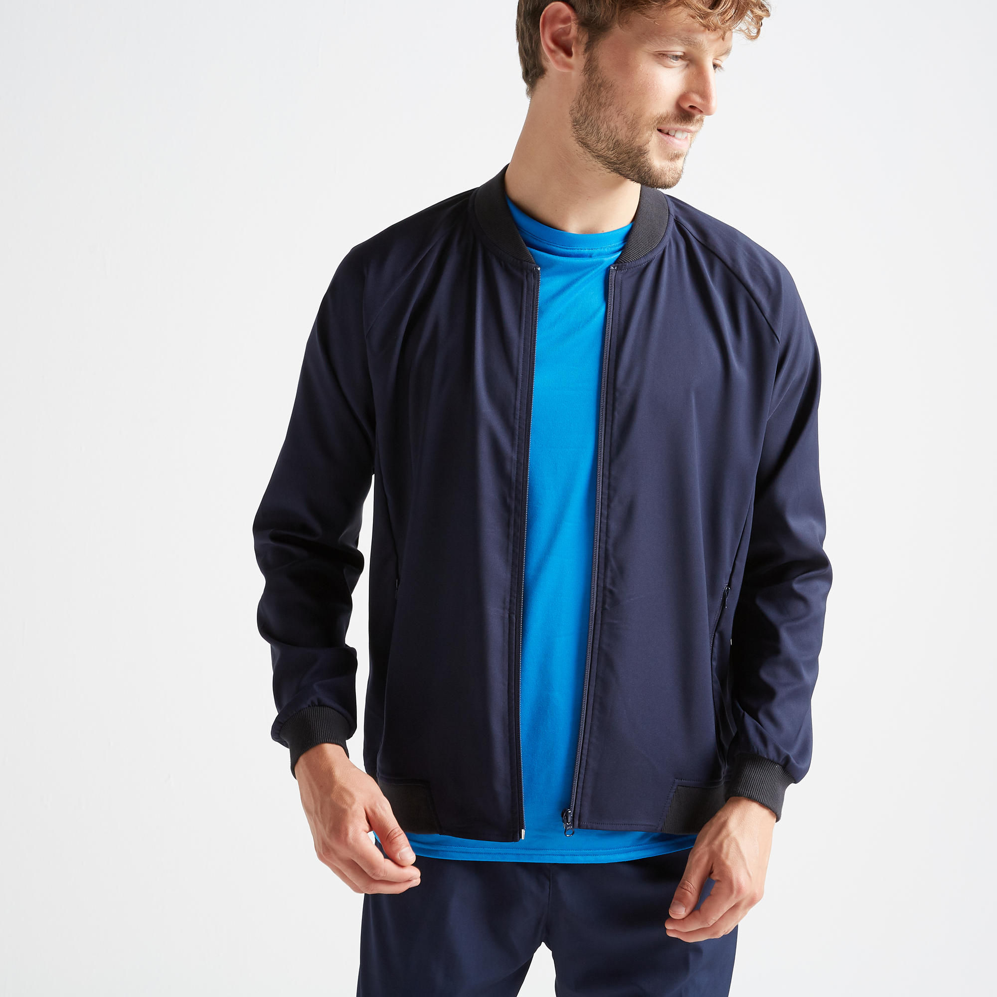 FVE 100 Fitness Cardio Training Jacket Navy Domyos by Decathlon