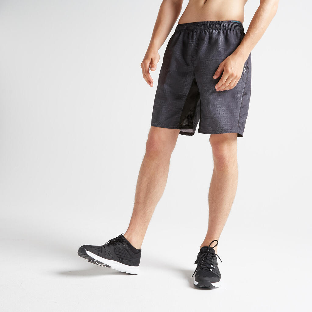 Fst 120 fitness cardio training shorts - mottled black print
