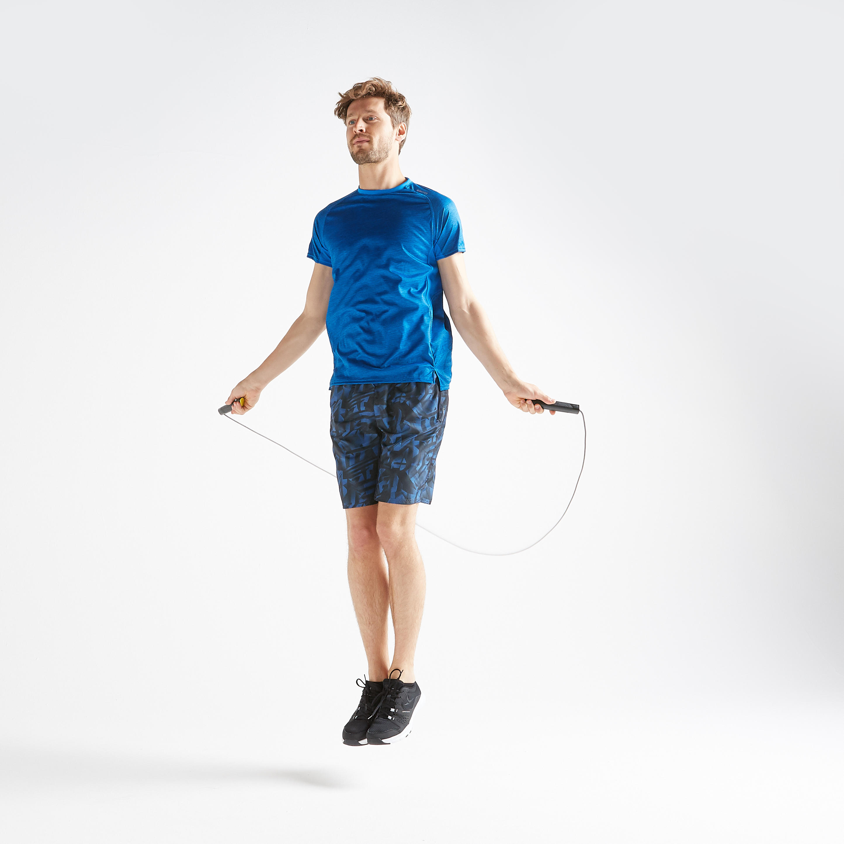 

Men' Zip-Pocket Fitness Short With Mesh - Blue