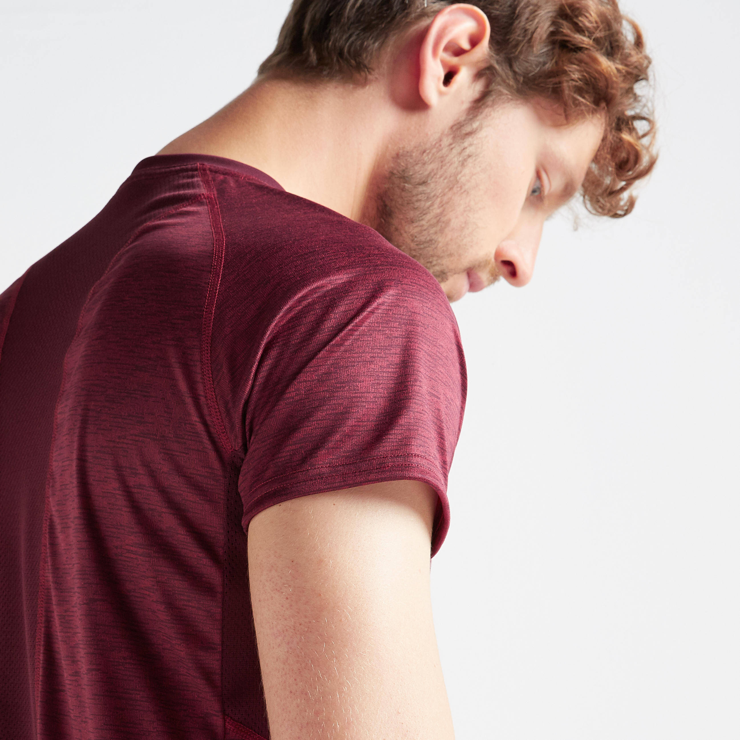 Men Recycled Polyester Gym T-Shirt - Burgundy -  5