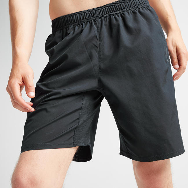 Men's Zip-Pocket Fitness Short With Mesh - Black