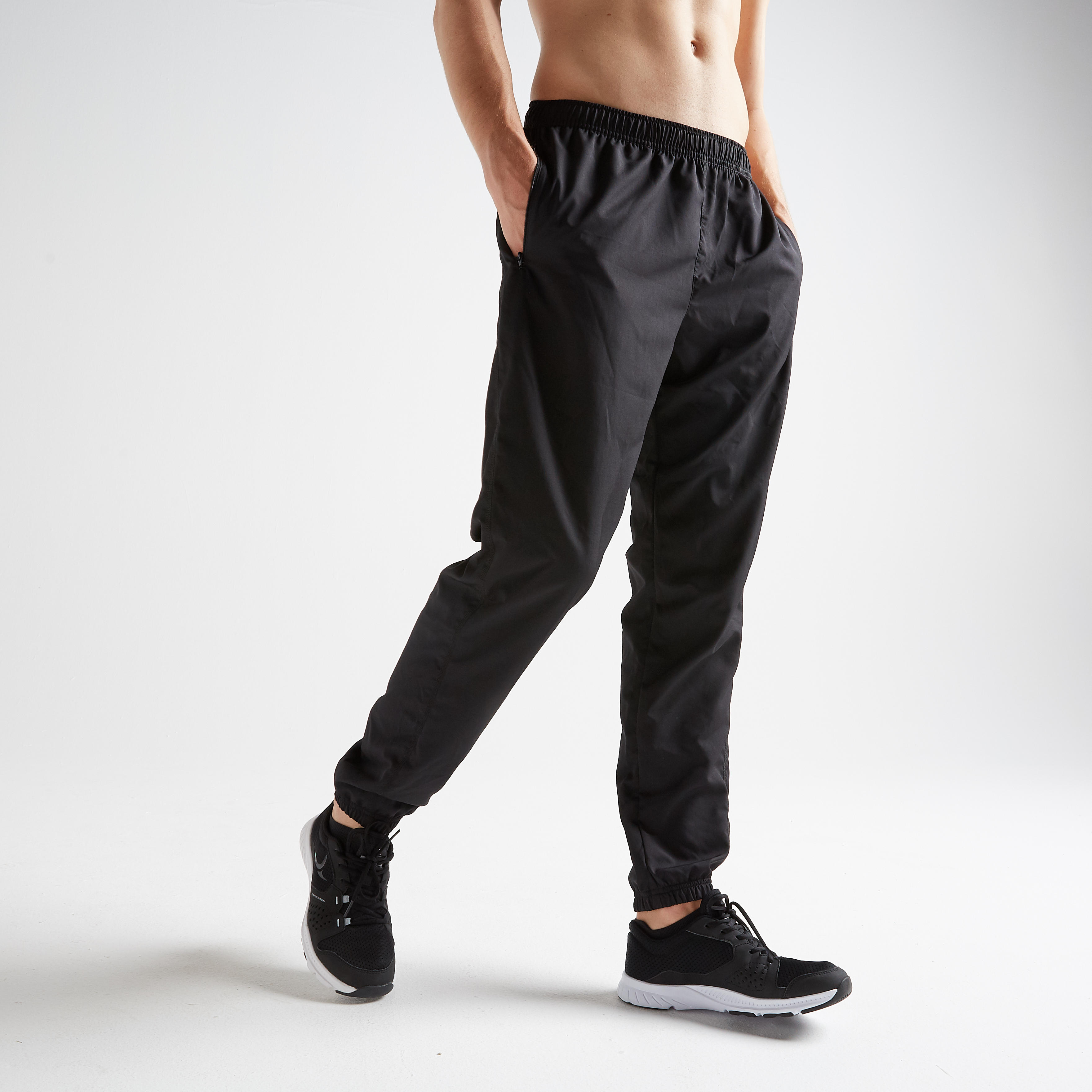 Buy Men Polyester Slim-Fit Gym Track Pants - Black Online