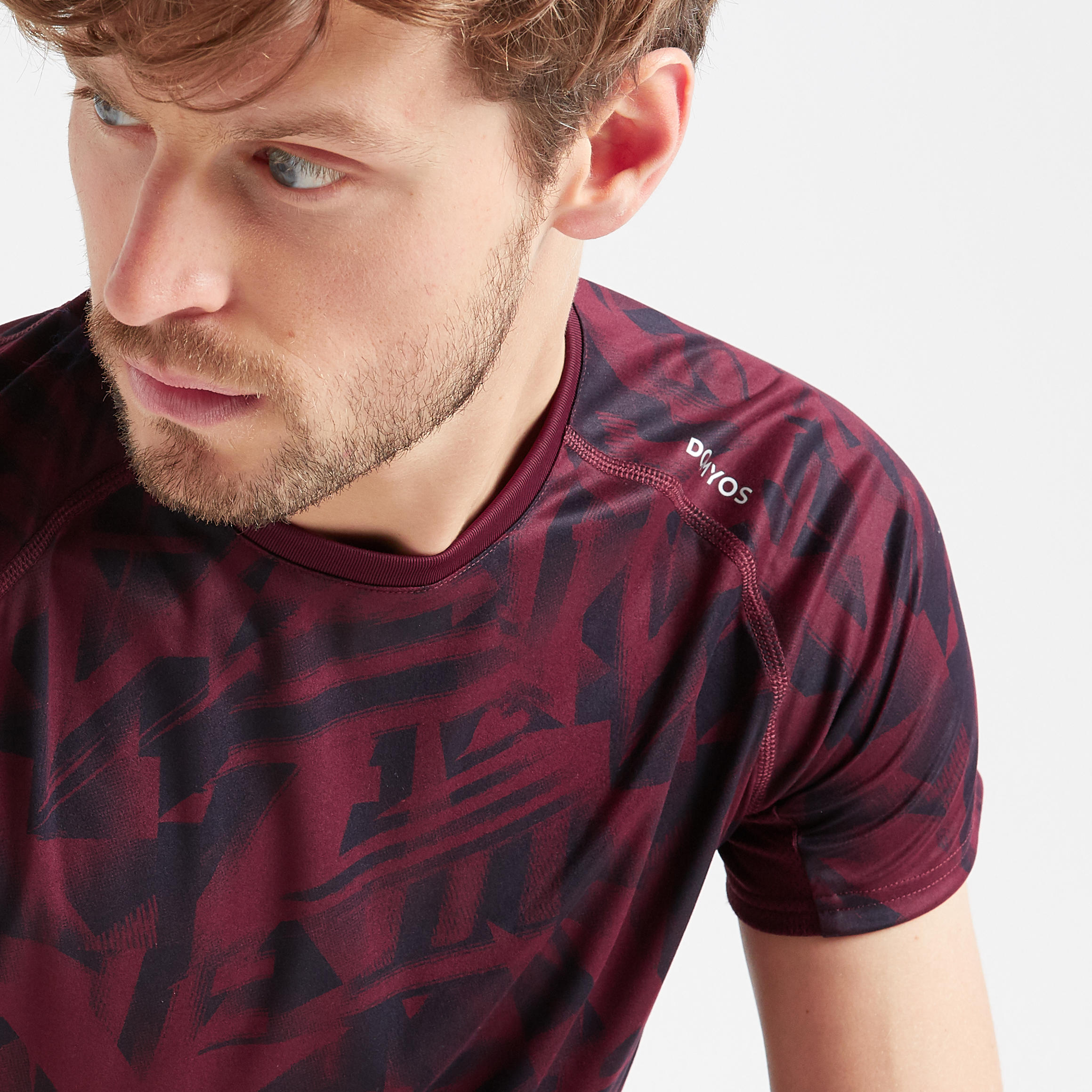 FTS 120 Fitness Cardio Training T-Shirt - Mottled Burgundy 3/9