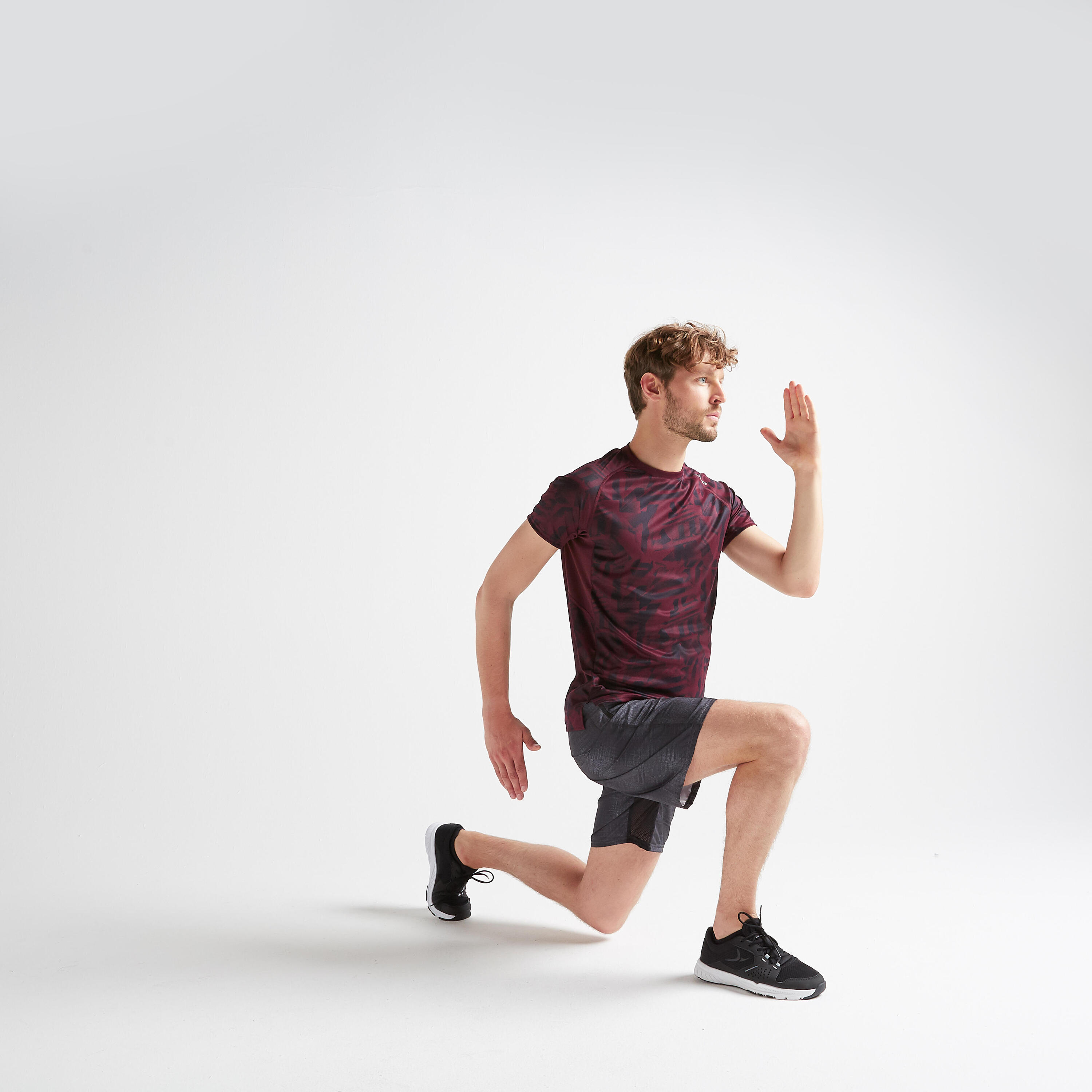 FTS 120 Fitness Cardio Training T-Shirt - Mottled Burgundy 2/9