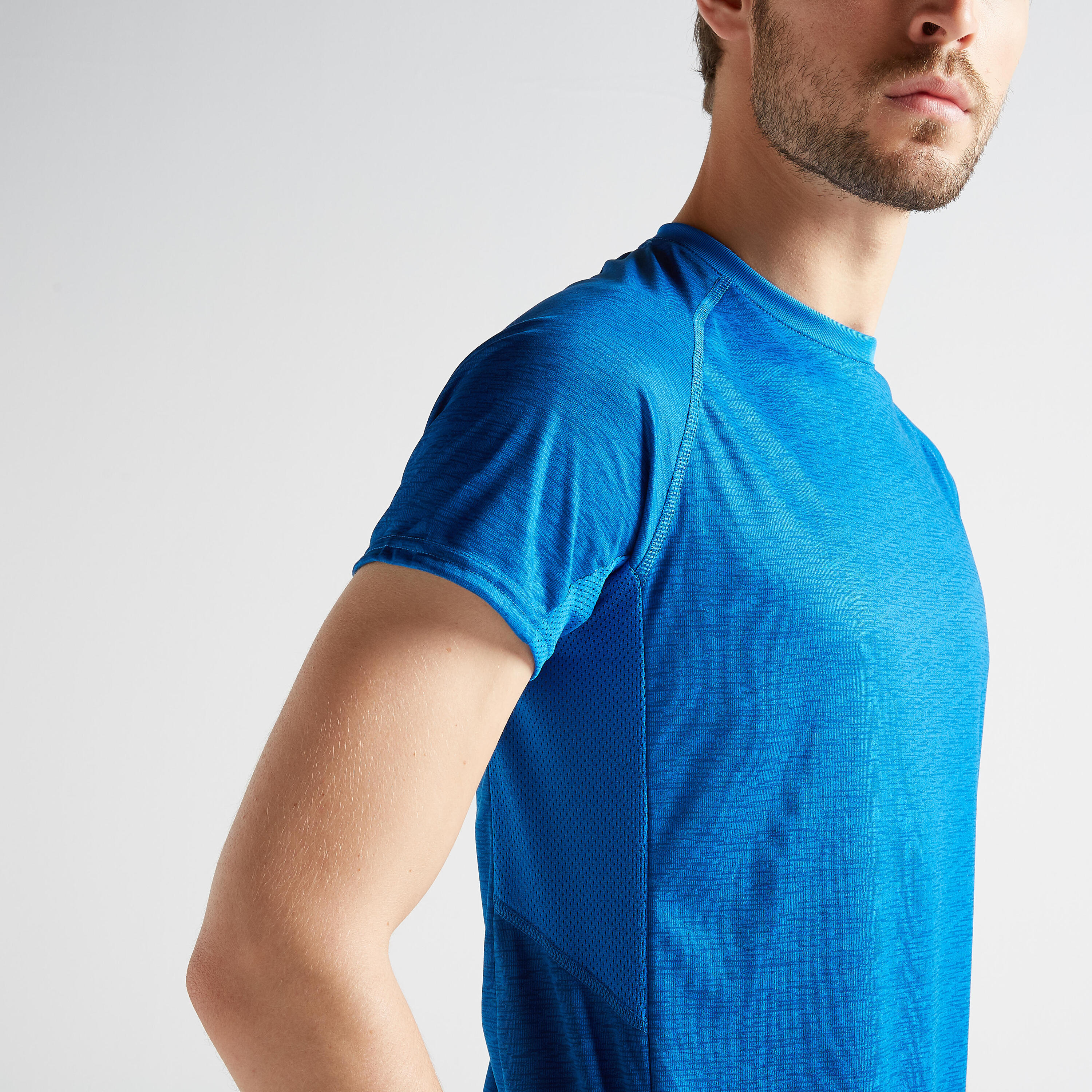 Men's Fitness Cardio Training T-Shirt 120 - Mottled Blue 3/8