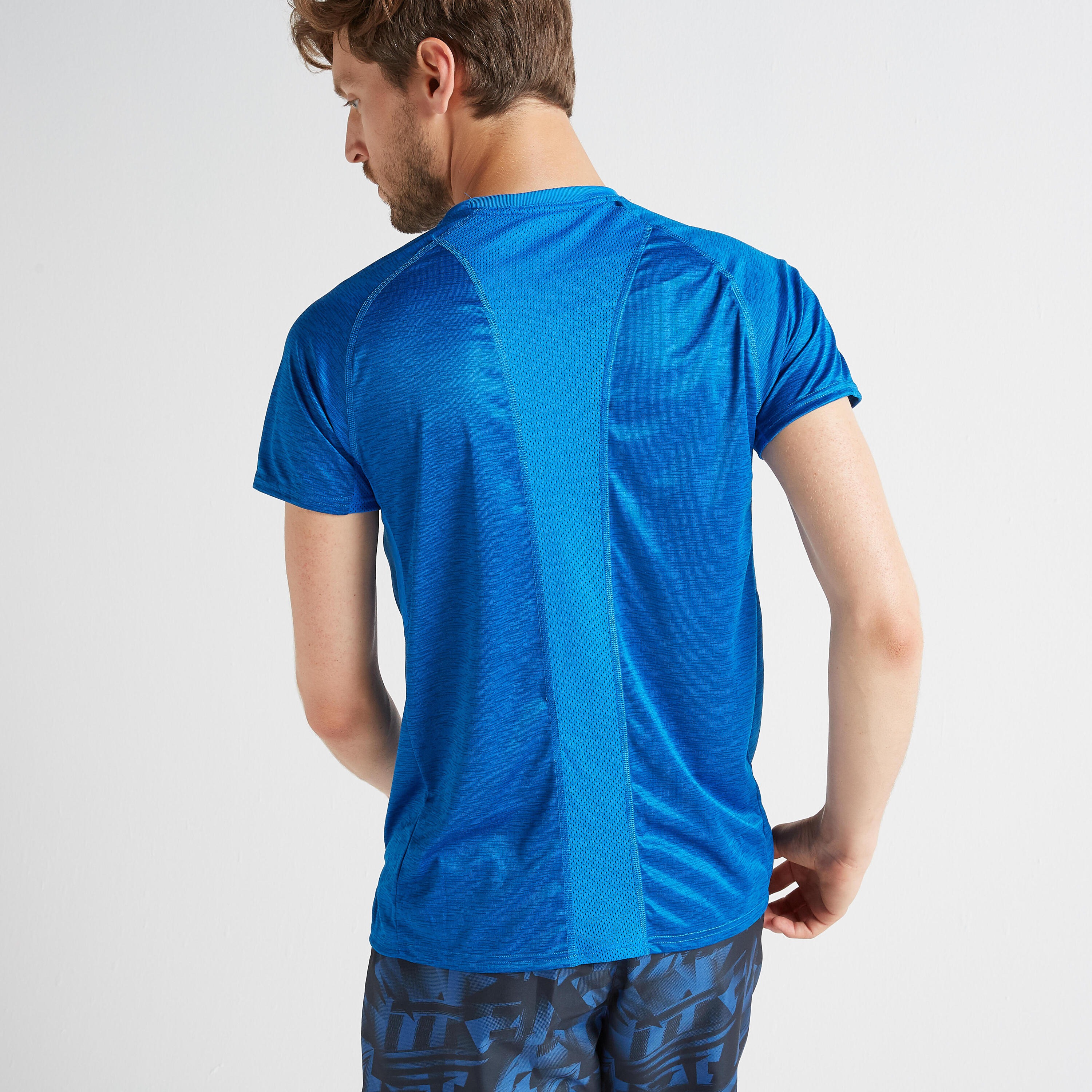 Men's Fitness Cardio Training T-Shirt 120 - Mottled Blue 5/8
