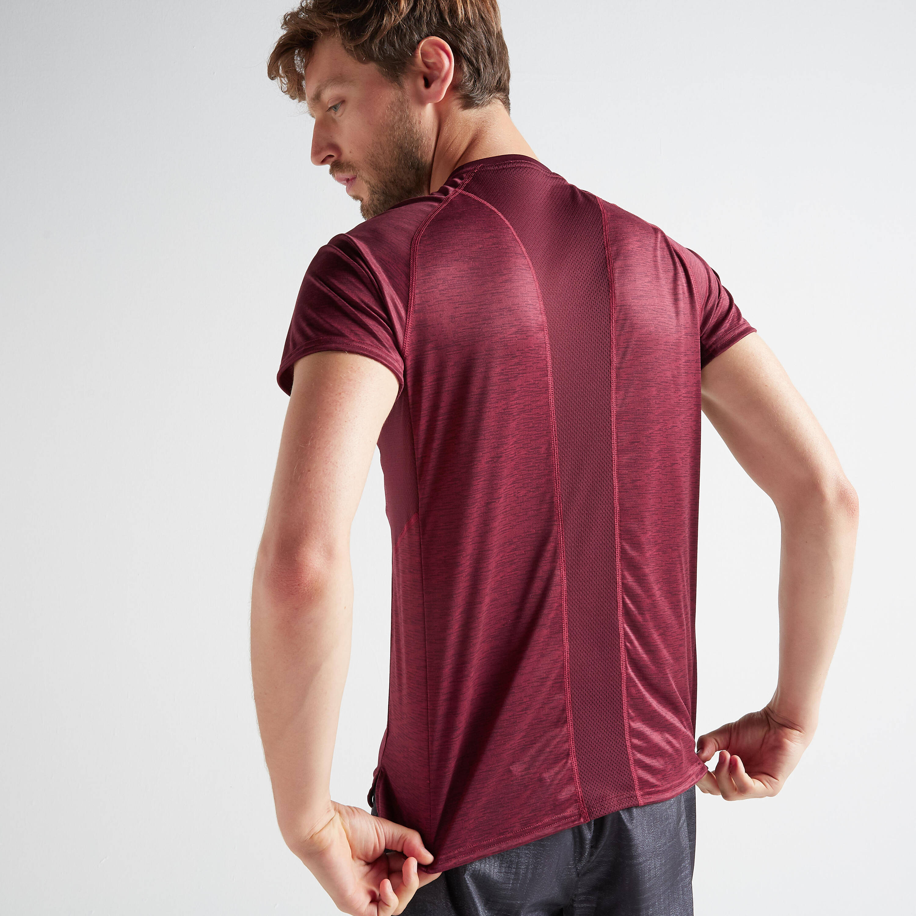 Men Recycled Polyester Gym T-Shirt - Burgundy -  4