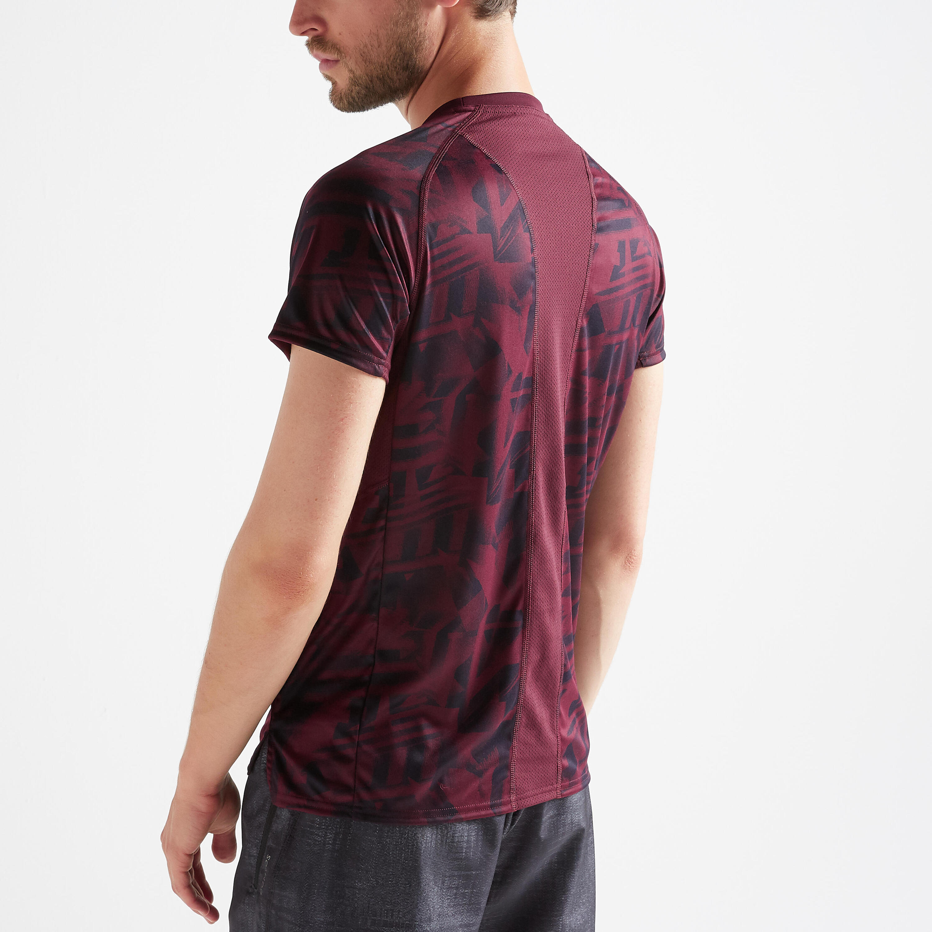 FTS 120 Fitness Cardio Training T-Shirt - Mottled Burgundy 5/9