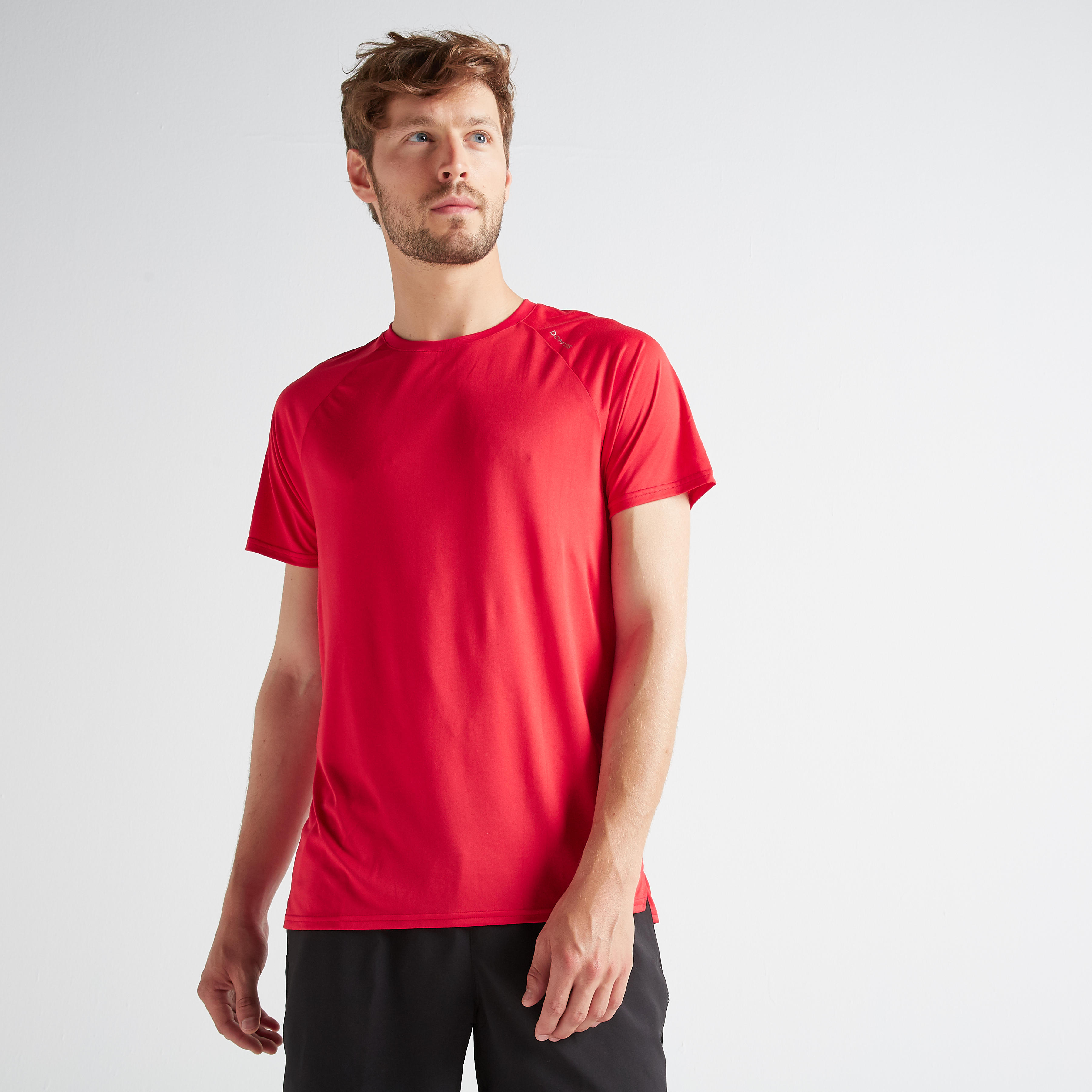 Camiseta cardio fitness training FTS 100 hombre azul rojo - Decathlon