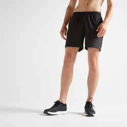 Pantaloneta de fitness con bolsillos para Hombre Domyos 100 negro