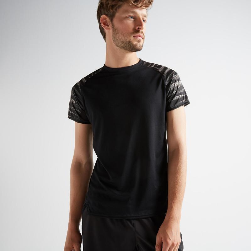 Erkek Spor Tisort Baskili Siyah Fts120 Domyos By Decathlon