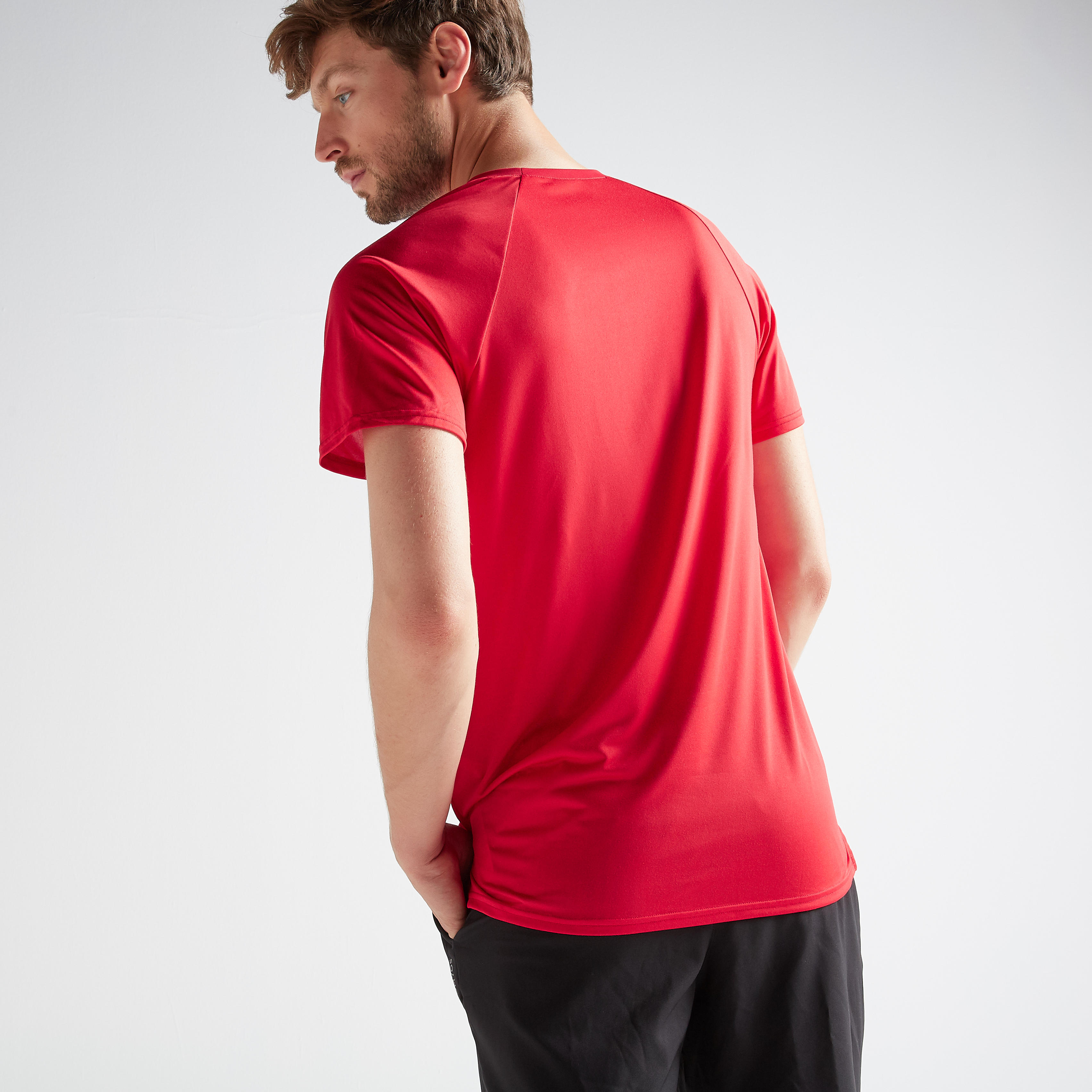 Camiseta cardio fitness training FTS 100 hombre azul rojo - Decathlon
