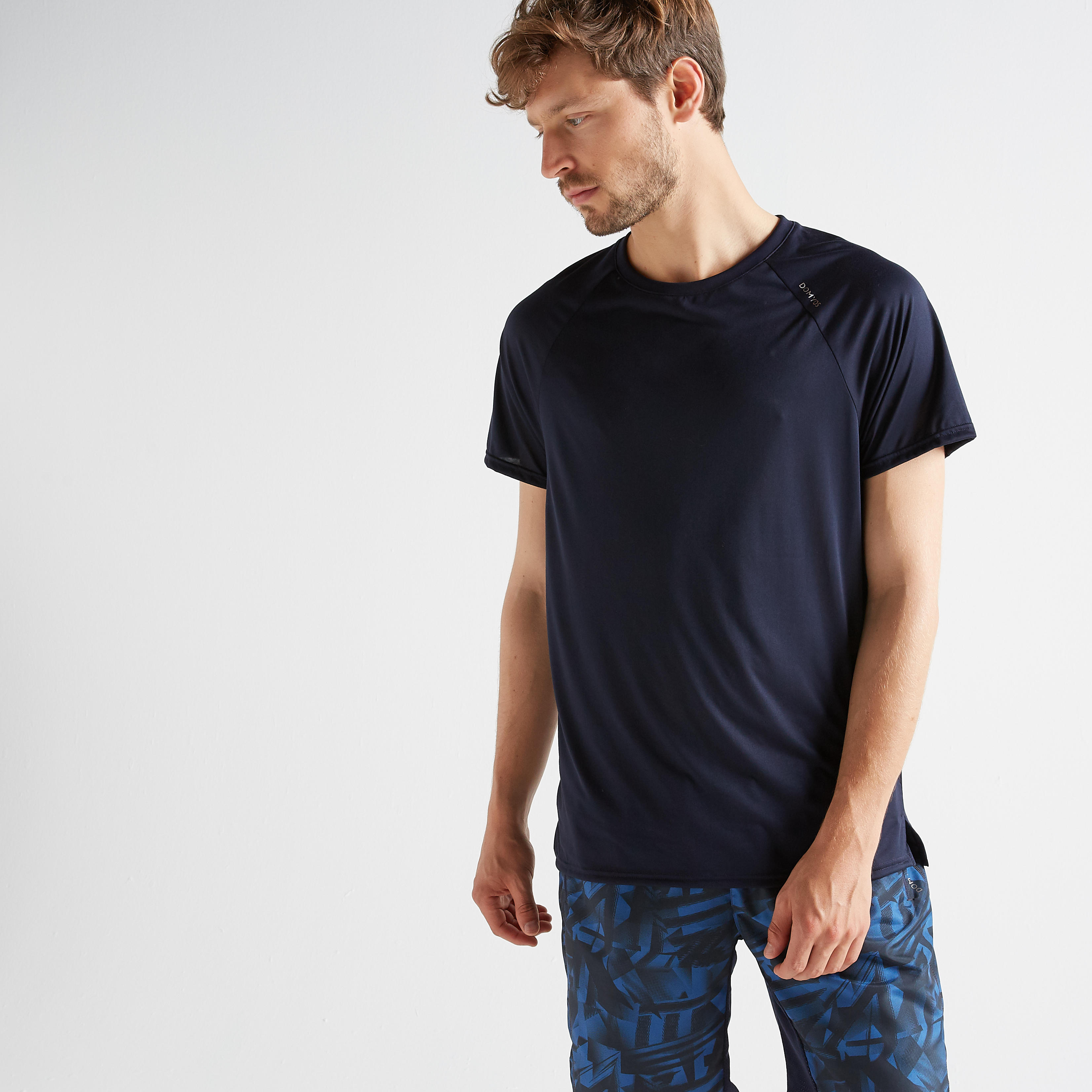 Camiseta para Cardio Training Hombre - Azul oscuro FTS 100 - Decathlon