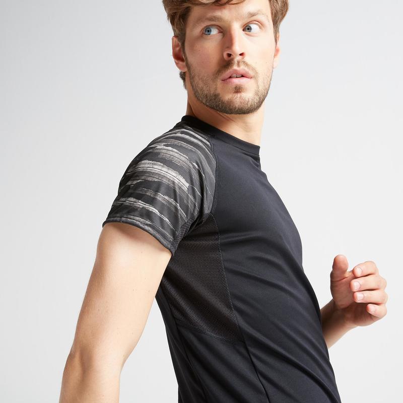Erkek Spor Tisort Baskili Siyah Fts120 Domyos By Decathlon