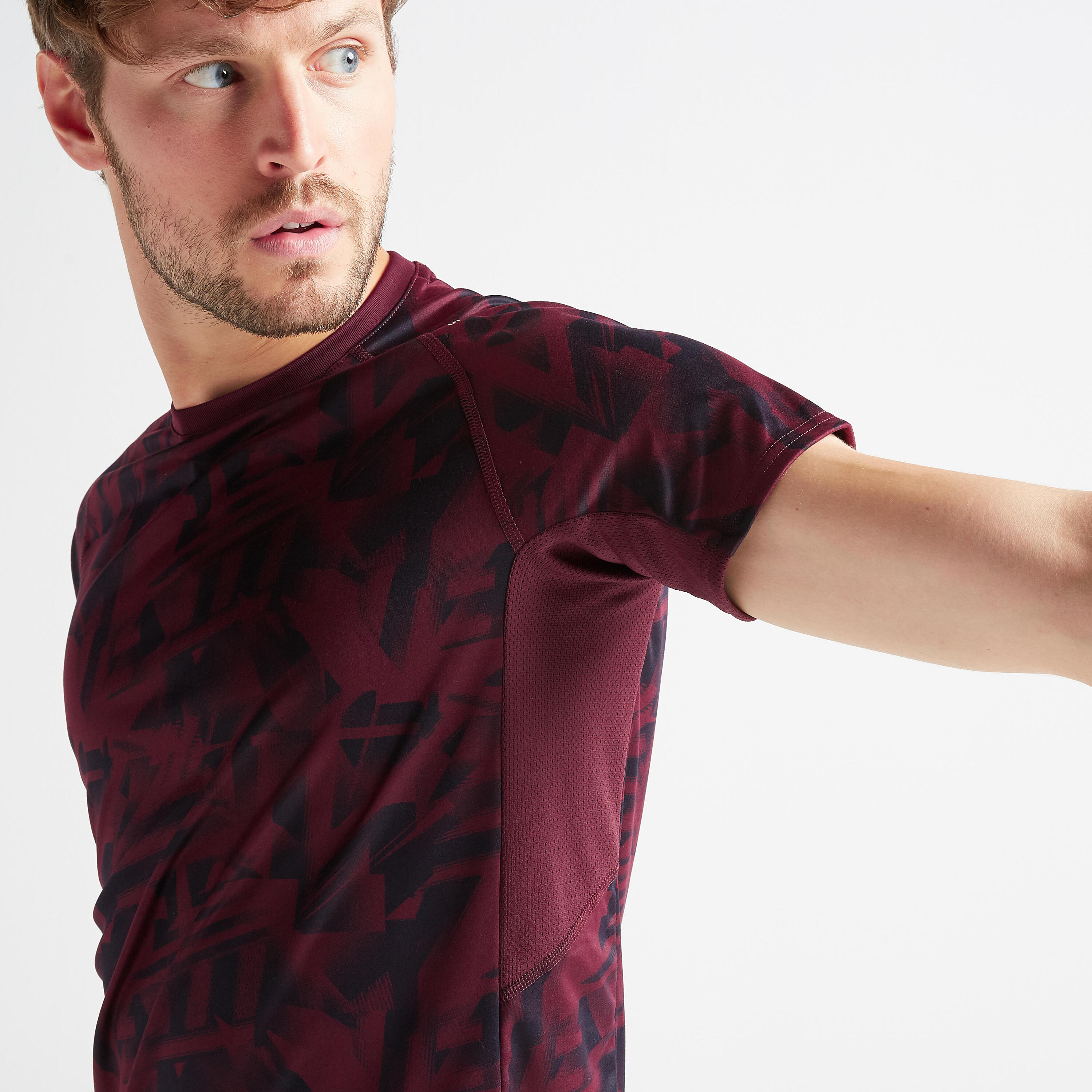 FTS 120 Fitness Cardio Training T-Shirt - Mottled Burgundy 4/9
