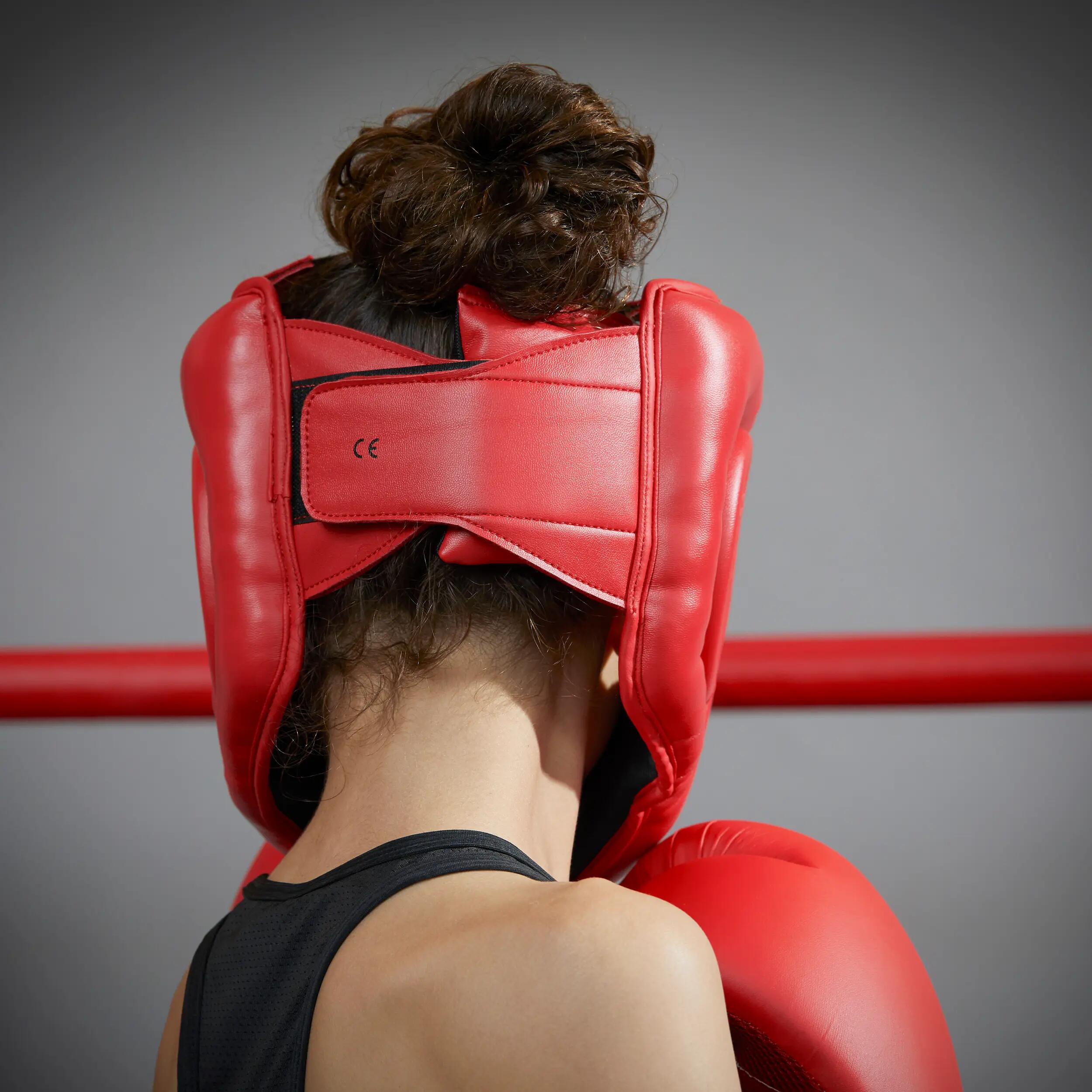 Kids' Full Face Boxing Headguard 500 - Red 4/4