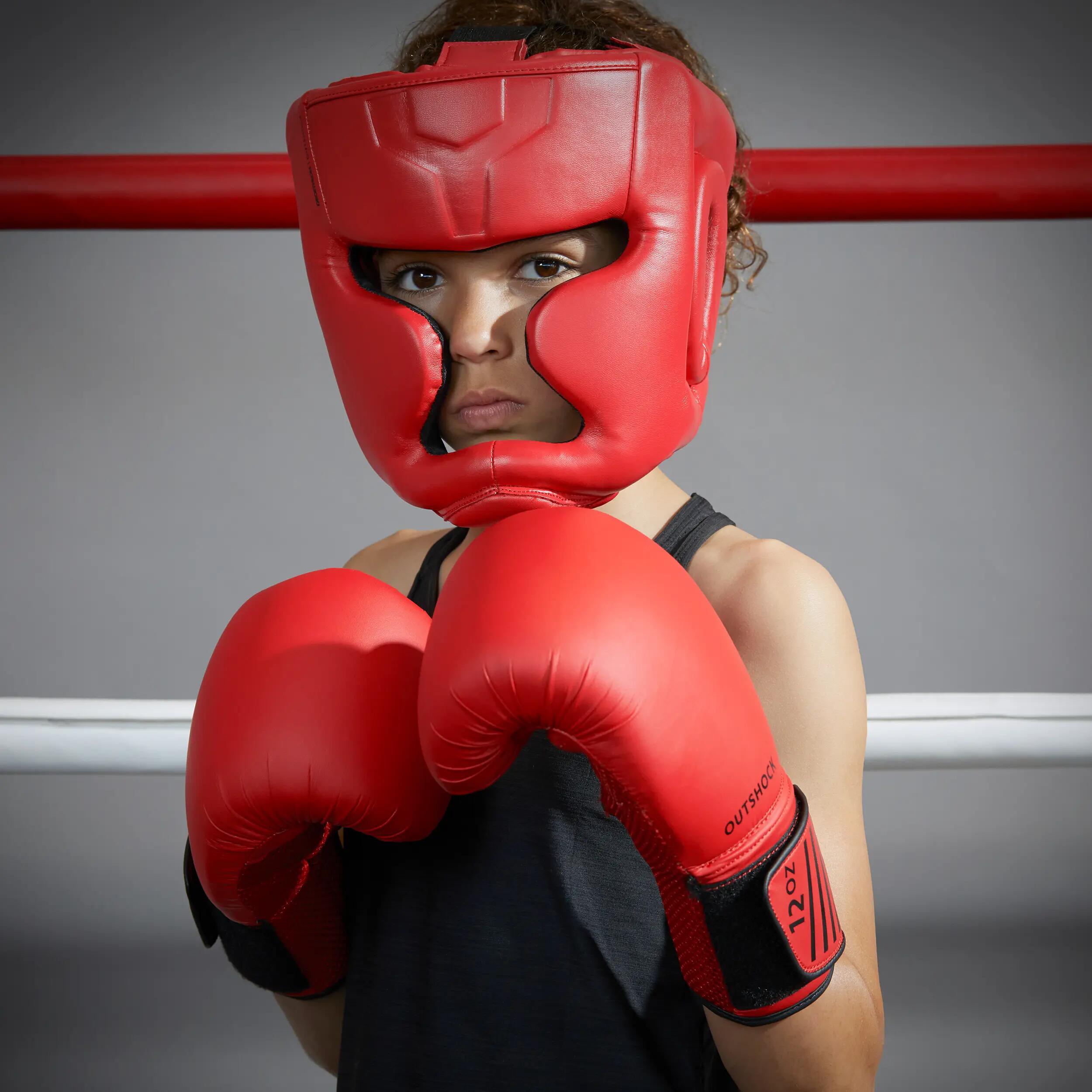 Kids' Full Face Boxing Headguard 500 - Red 2/4