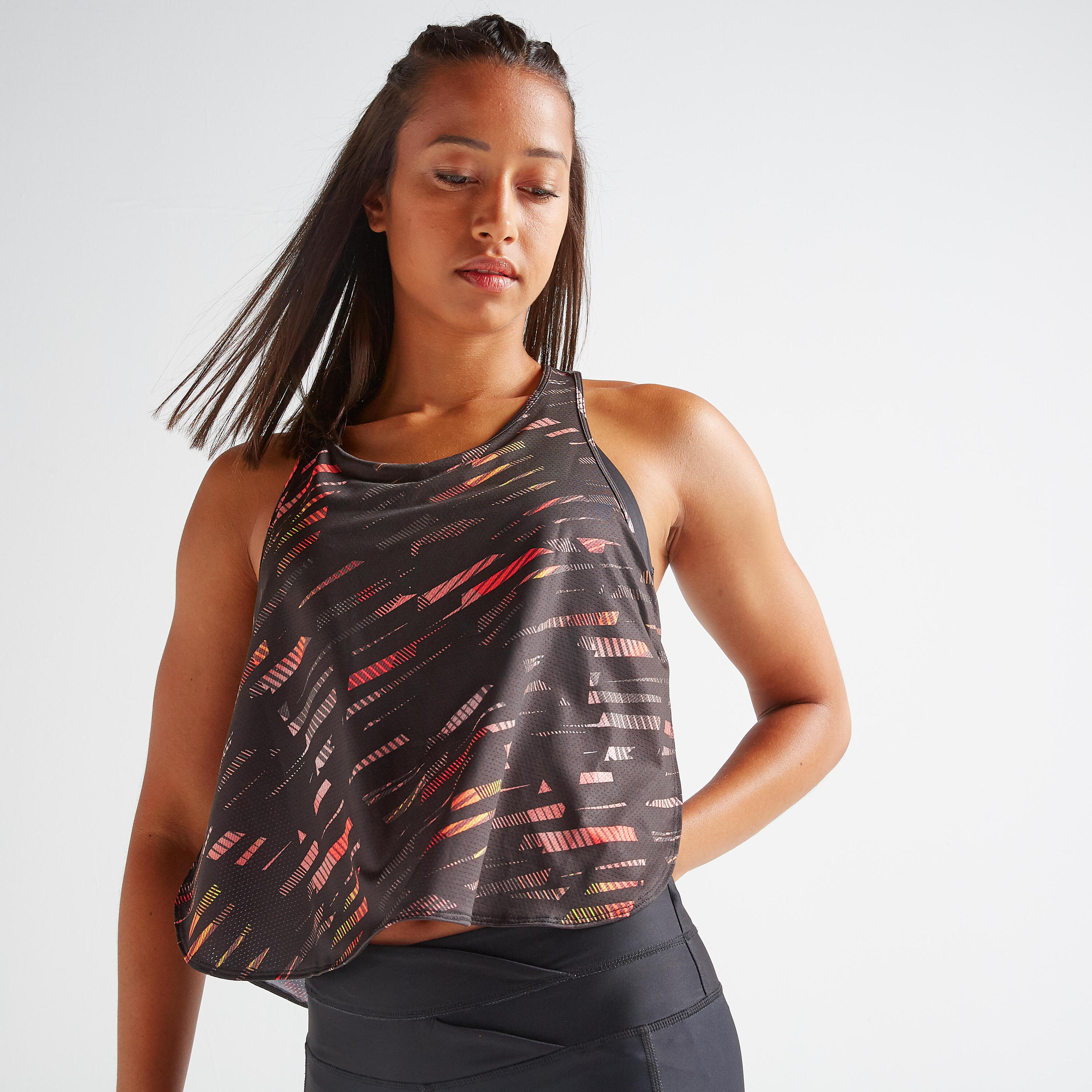 Women's Printed 3-In-1 Fitness Cardio Training Tank Top 520 - Coral 7/9