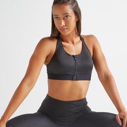 Sport-BH Zip FBRA 900 Fitness Cardio Damen schwarz