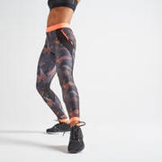 Women's Printed Fitness Leggings - Black/Coral