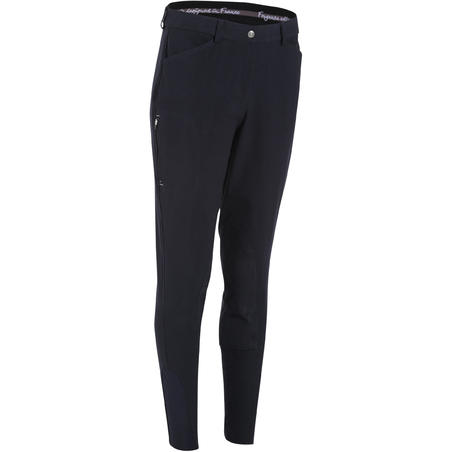 Pantalon équitation femme BR500 basanes marine